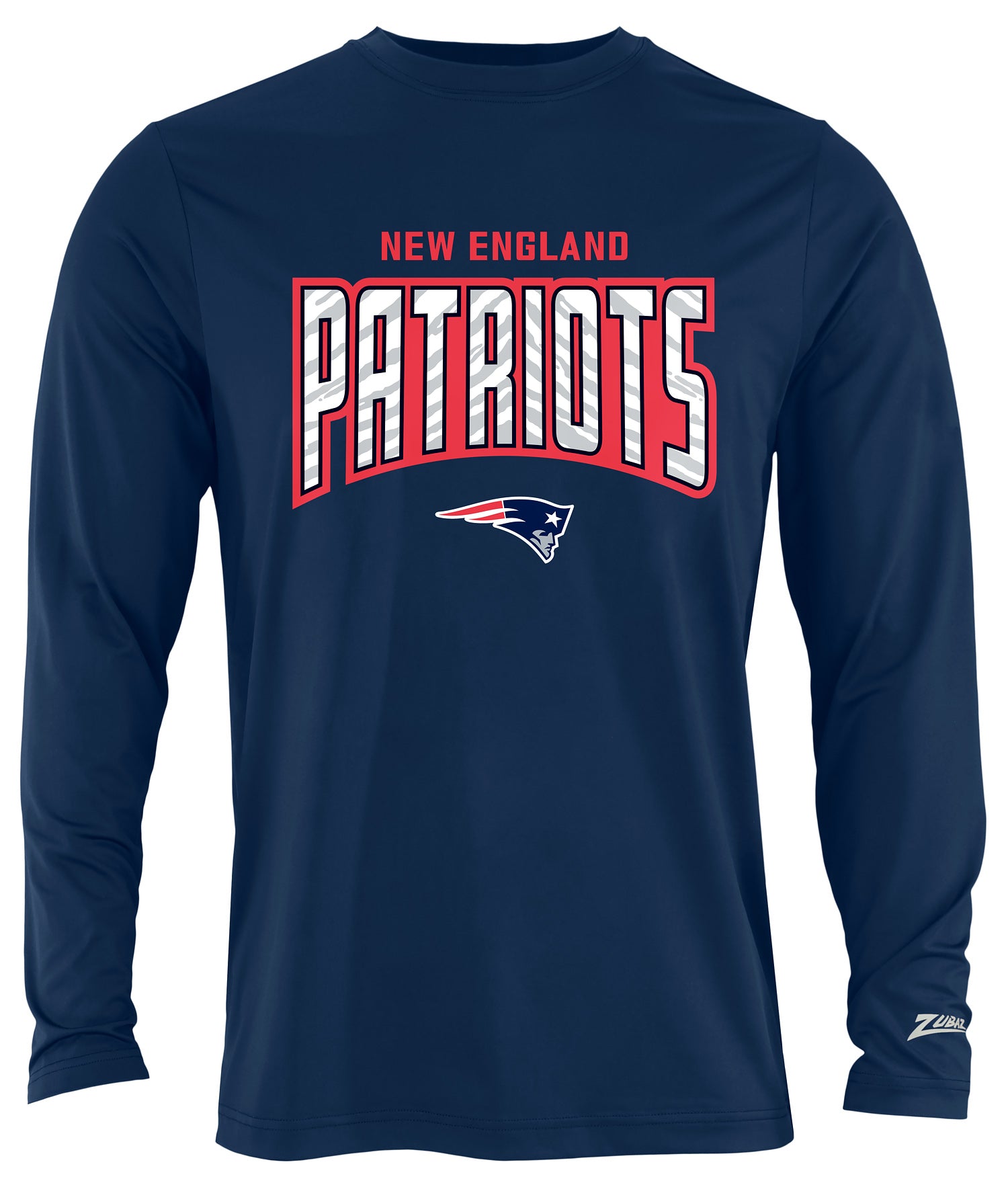 Zubaz NFL Men's Hail Mary Team Color Long Sleeve T-Shirt, New England Patriots