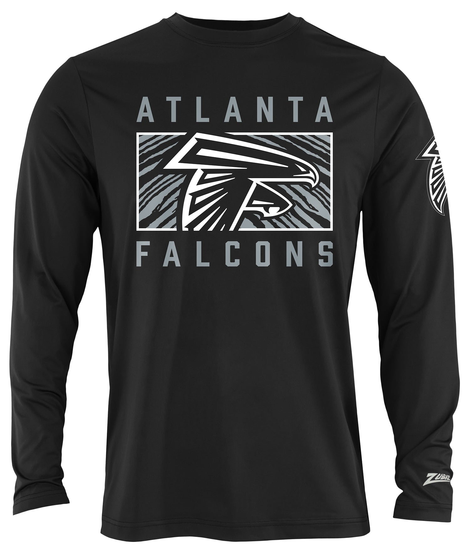 Zubaz NFL Men's Black End Zone Long Sleeve T-Shirt, Atlanta Falcons