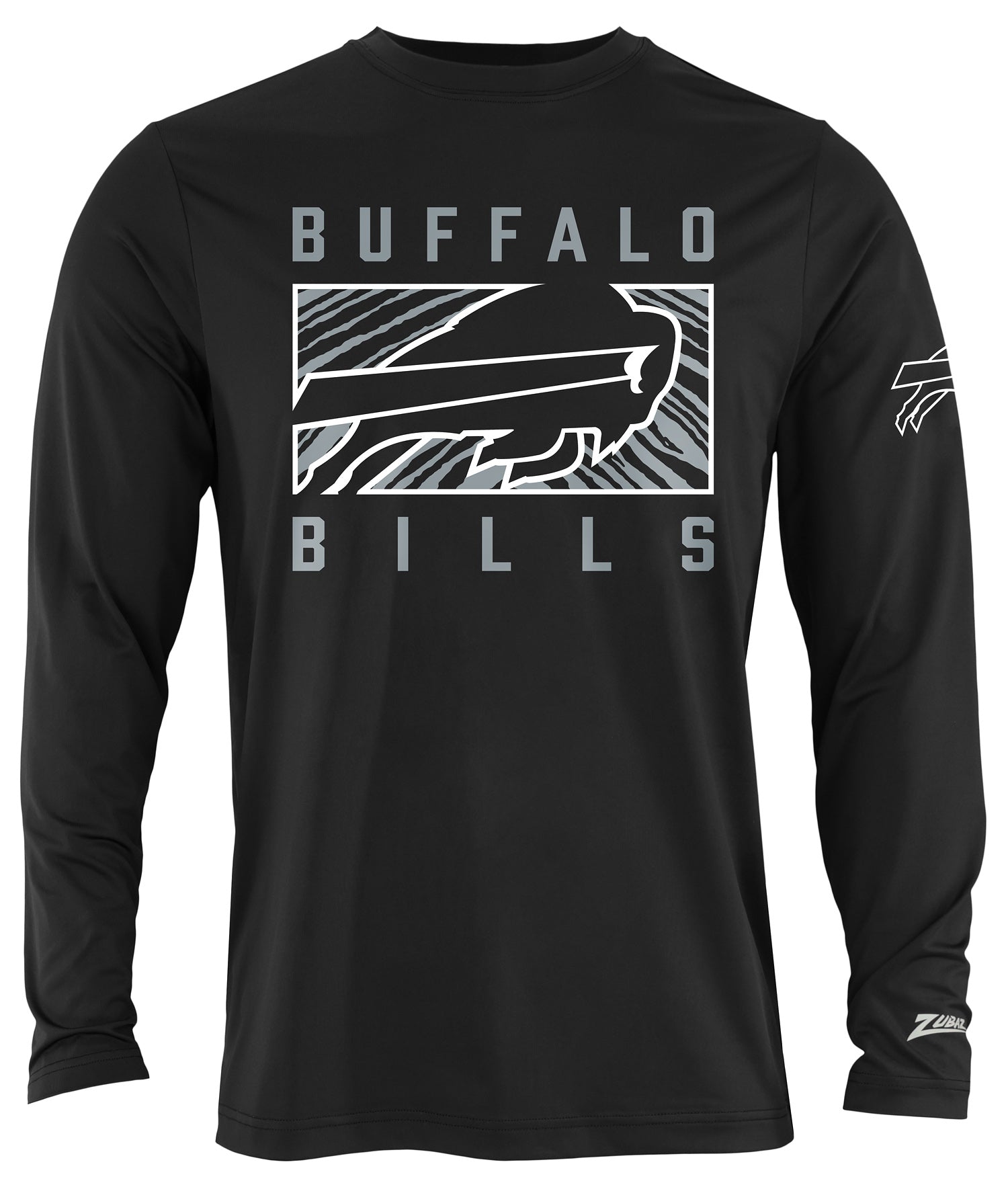 Zubaz NFL Men's Black End Zone Long Sleeve T-Shirt, Buffalo Bills - Official NFL Bills Zubaz Apparel (1 of 2)