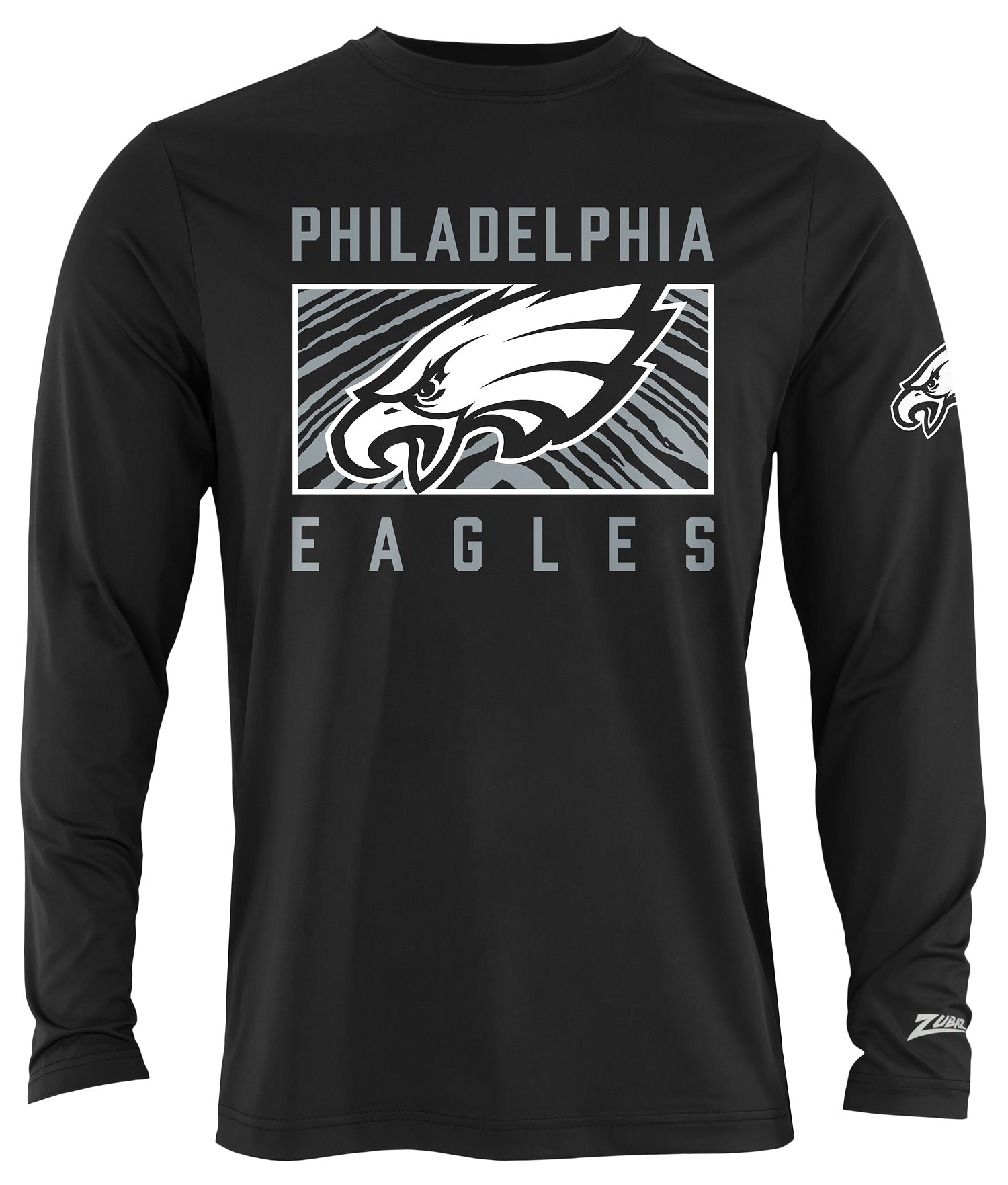 Zubaz NFL Men's Black End Zone Long Sleeve T-Shirt, Philadelphia Eagles - Official NFL Eagles Zubaz Apparel (1 of 2)