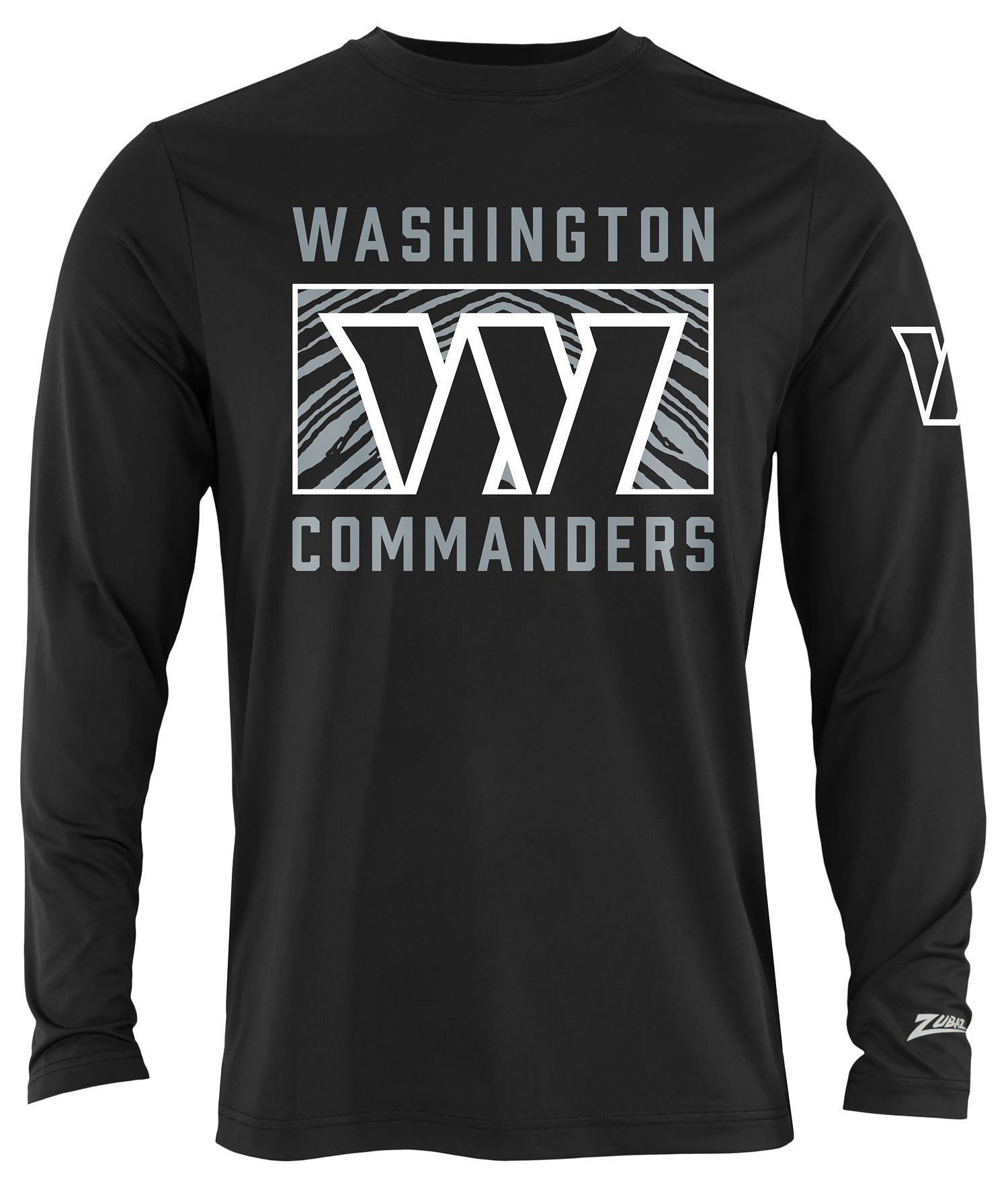 Zubaz NFL Men's Black End Zone Long Sleeve T-Shirt, Washington Commanders