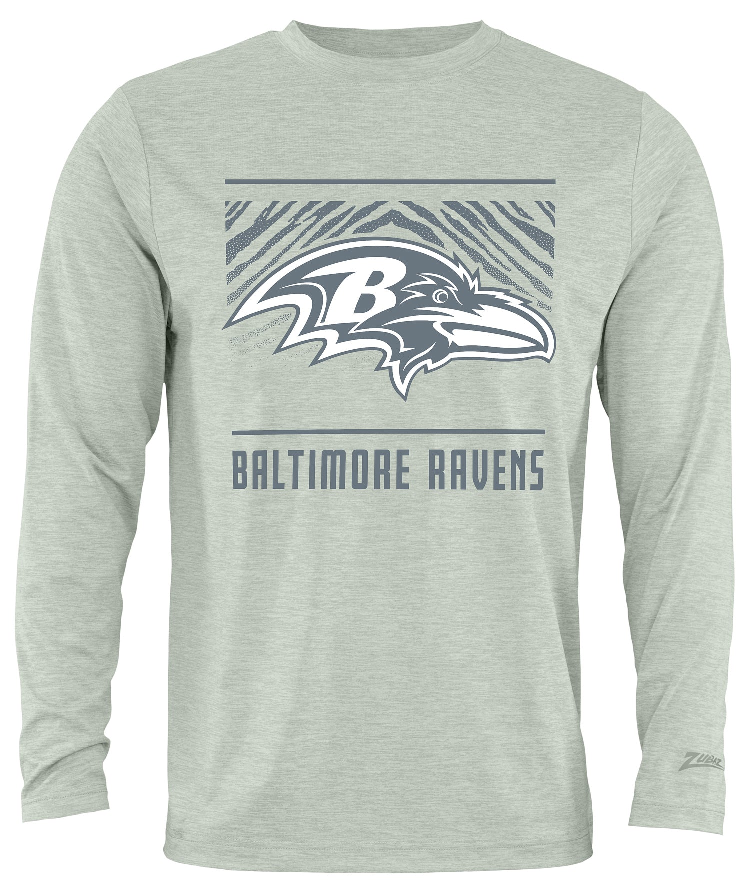 Zubaz NFL Men's Heather Gray Tunnel Tonal Long Sleeve T-Shirt, Baltimore Ravens