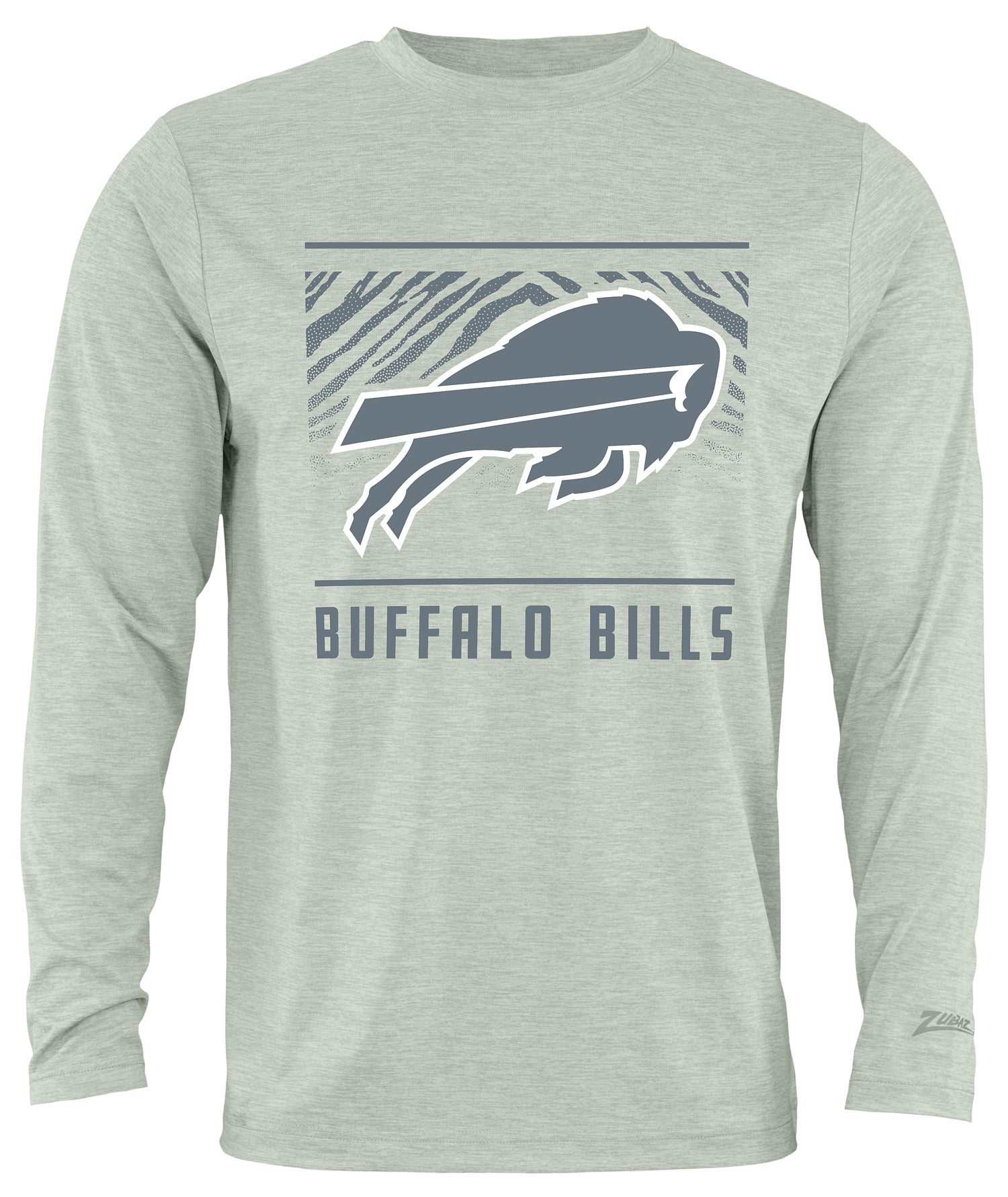 Zubaz NFL Men's Heather Gray Tunnel Tonal Long Sleeve T-Shirt, Buffalo Bills