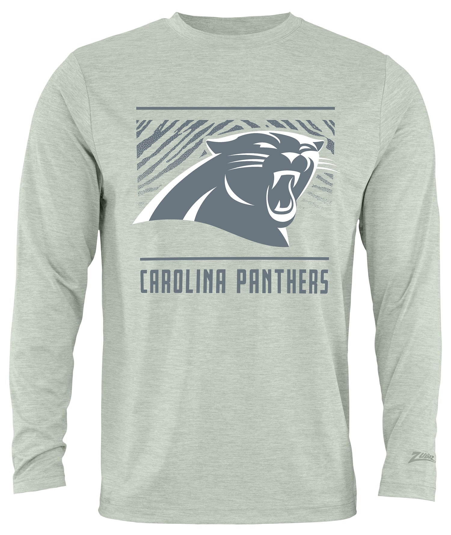 Zubaz NFL Men's Heather Gray Tunnel Tonal Long Sleeve T-Shirt, Carolina Panthers