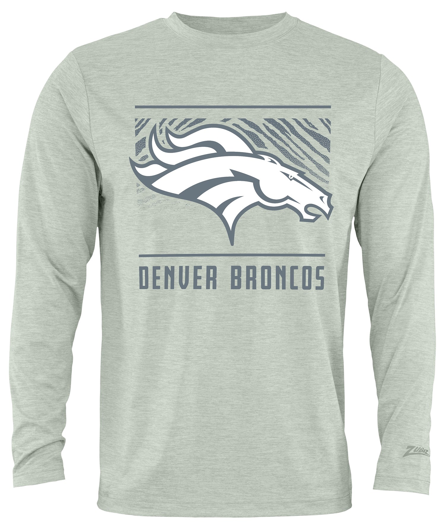 Zubaz NFL Men's Heather Gray Tunnel Tonal Long Sleeve T-Shirt, Denver Broncos