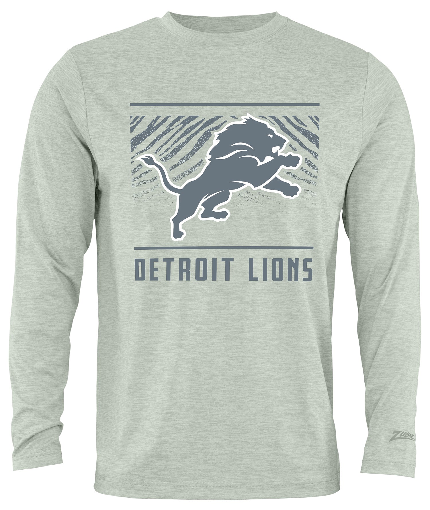 Zubaz NFL Men's Heather Gray Tunnel Tonal Long Sleeve T-Shirt, Detroit Lions
