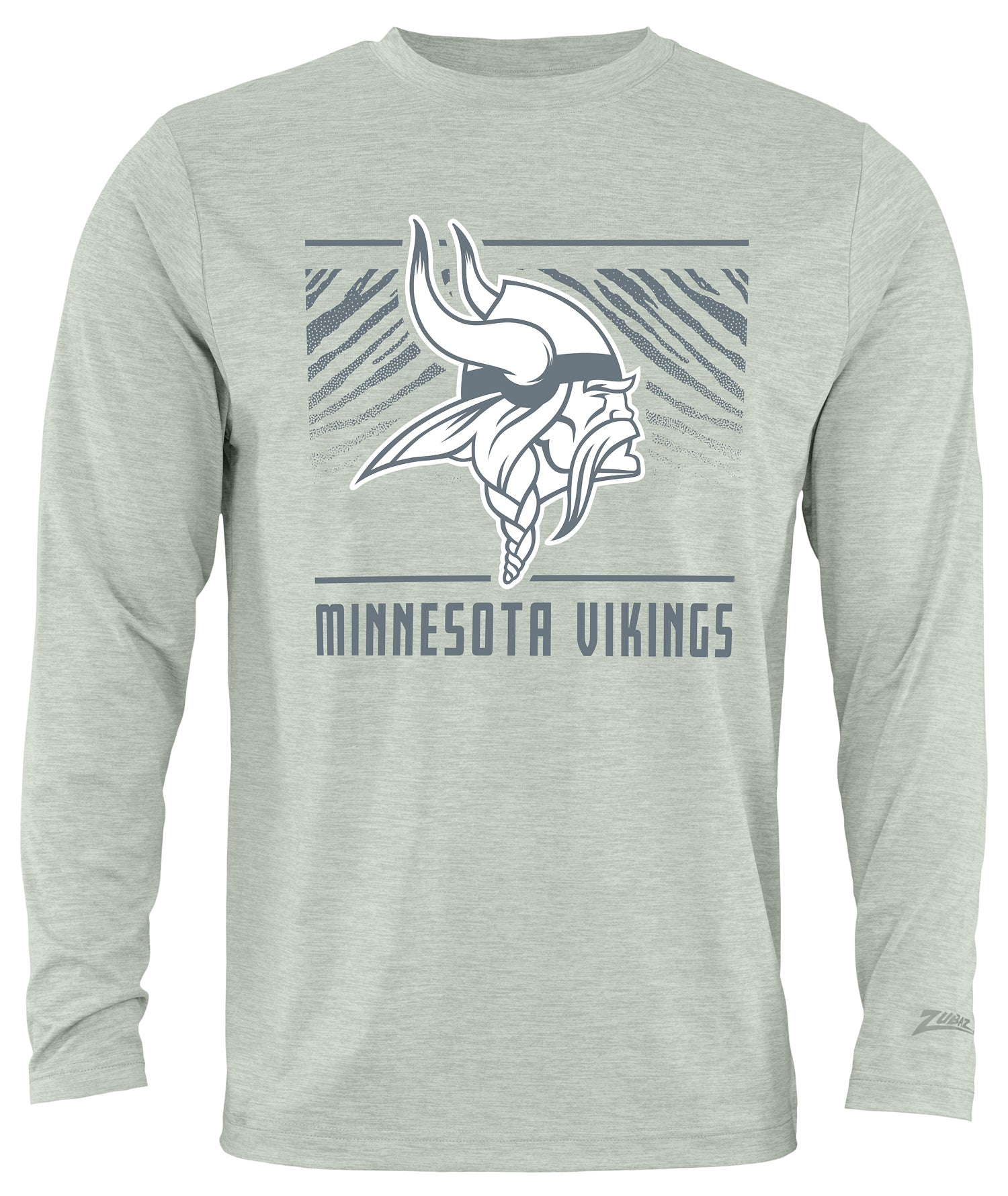 Zubaz NFL Men's Heather Gray Tunnel Tonal Long Sleeve T-Shirt, Minnesota Vikings