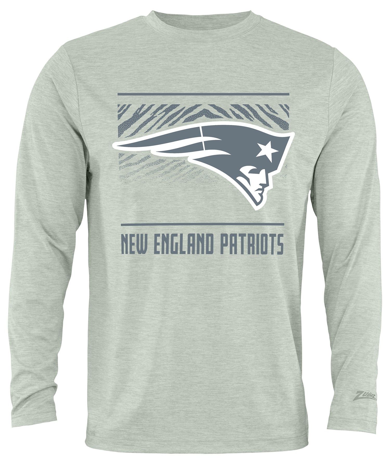 Zubaz NFL Men's Heather Gray Tunnel Tonal Long Sleeve T-Shirt, New England Patriots
