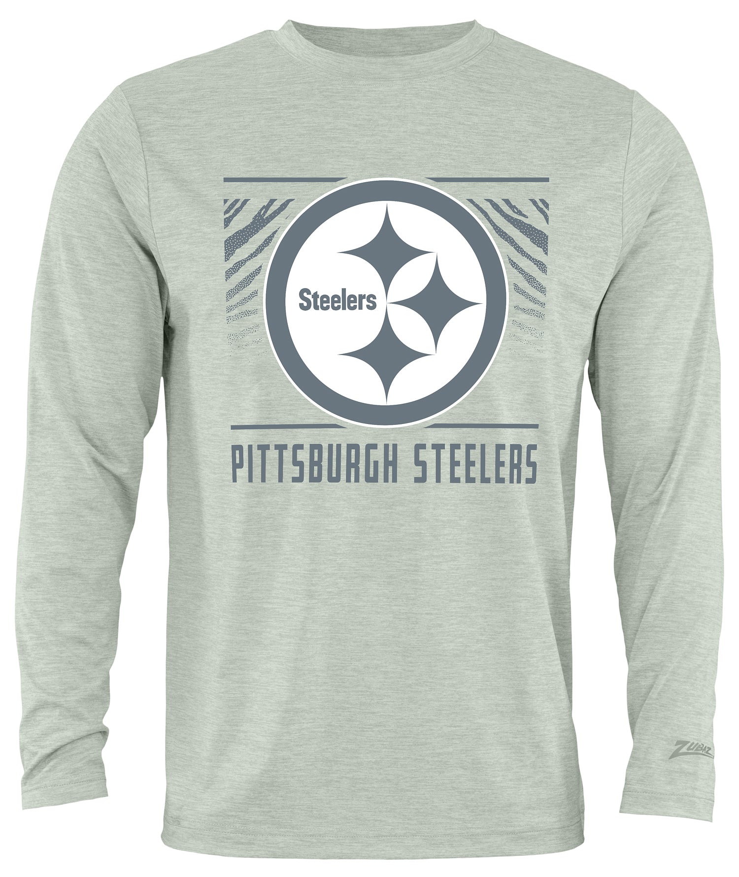 Zubaz NFL Men's Heather Gray Tunnel Tonal Long Sleeve T-Shirt, Pittsburgh Steelers