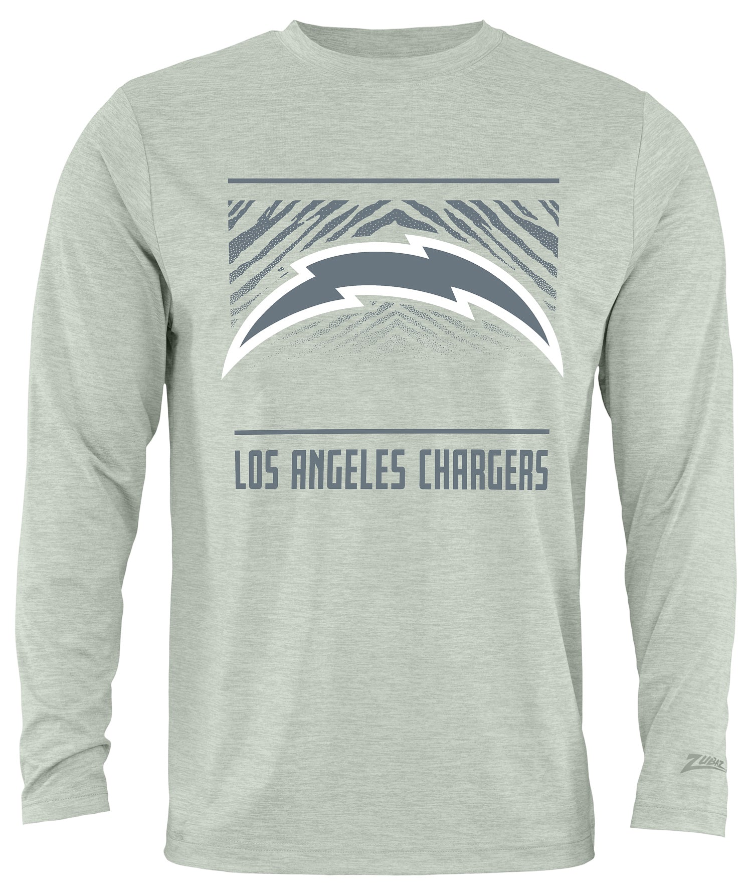 Zubaz NFL Men's Heather Gray Tunnel Tonal Long Sleeve T-Shirt, Los Angeles Chargers