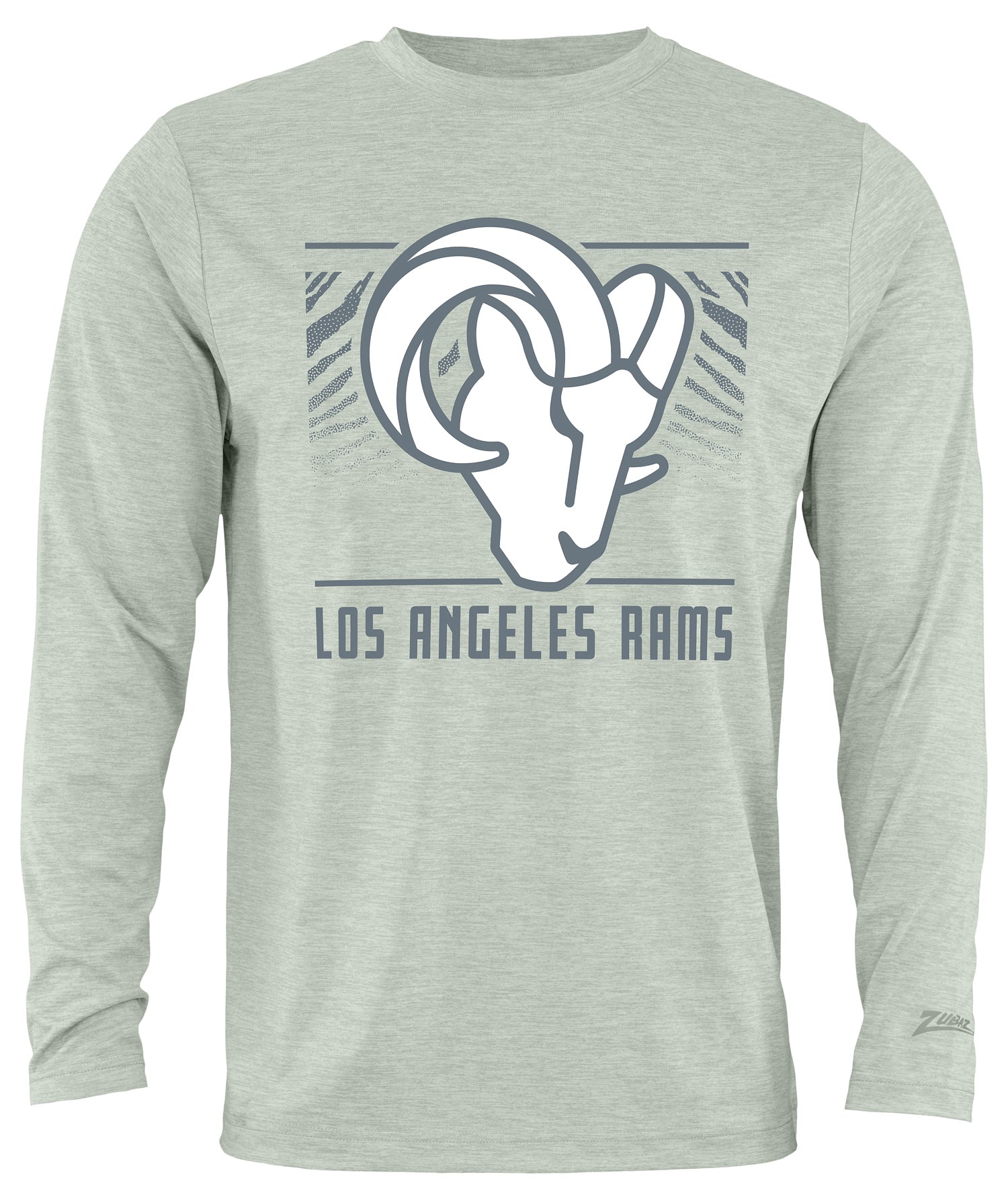 Zubaz NFL Men's Heather Gray Tunnel Tonal Long Sleeve T-Shirt, Los Angeles Rams