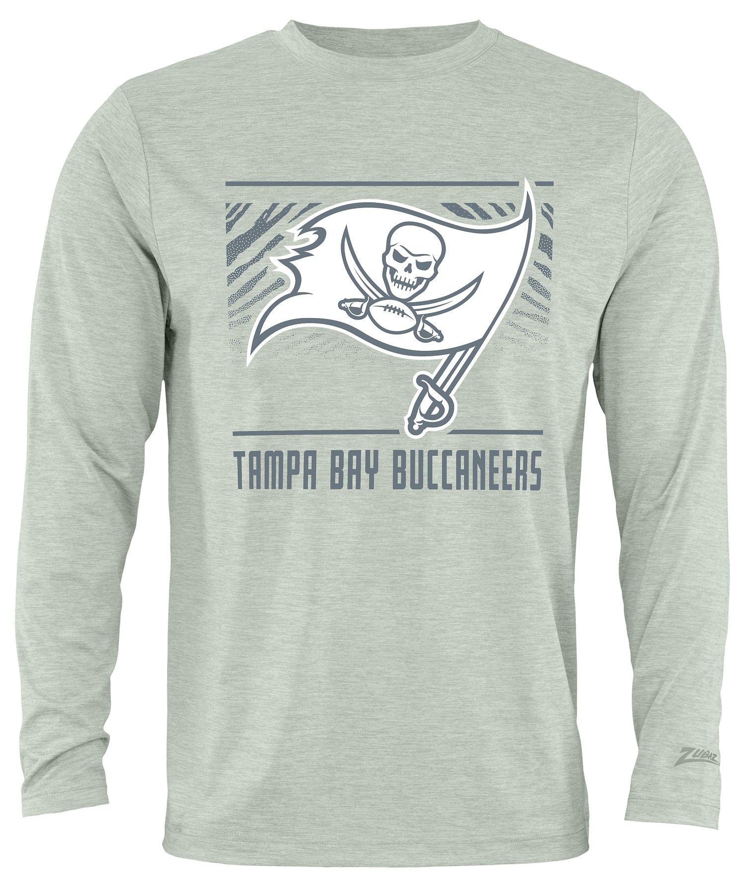 Zubaz NFL Men's Heather Gray Tunnel Tonal Long Sleeve T-Shirt, Tampa Bay Buccaneers
