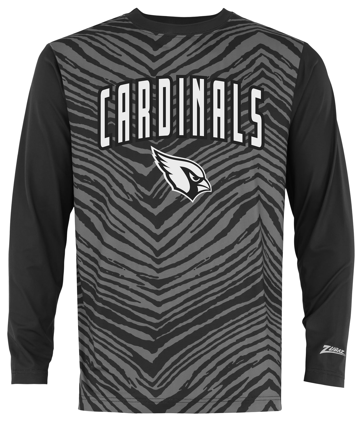 Zubaz NFL Men's Zebra Fade Black Tonal Long Sleeve T-Shirt, Arizona Cardinals - Official NFL Cardinals Zubaz Apparel (1 of 2)