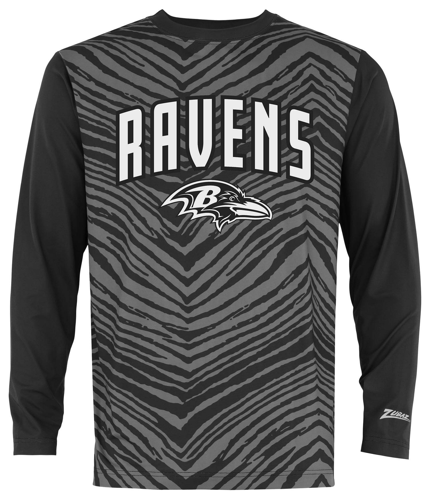 Zubaz NFL Men's Zebra Fade Black Tonal Long Sleeve T-Shirt, Baltimore Ravens