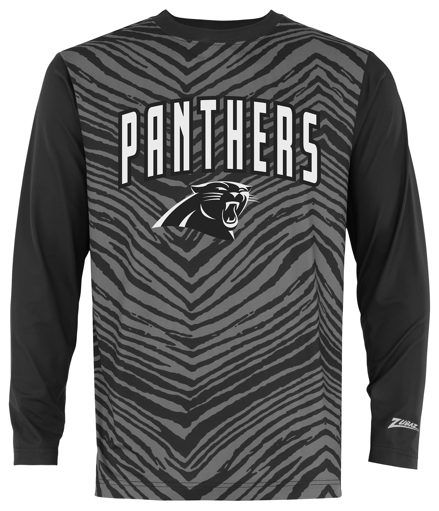 Zubaz NFL Men's Zebra Fade Black Tonal Long Sleeve T-Shirt, Carolina Panthers - Official NFL Panthers Zubaz Apparel (1 of 2)