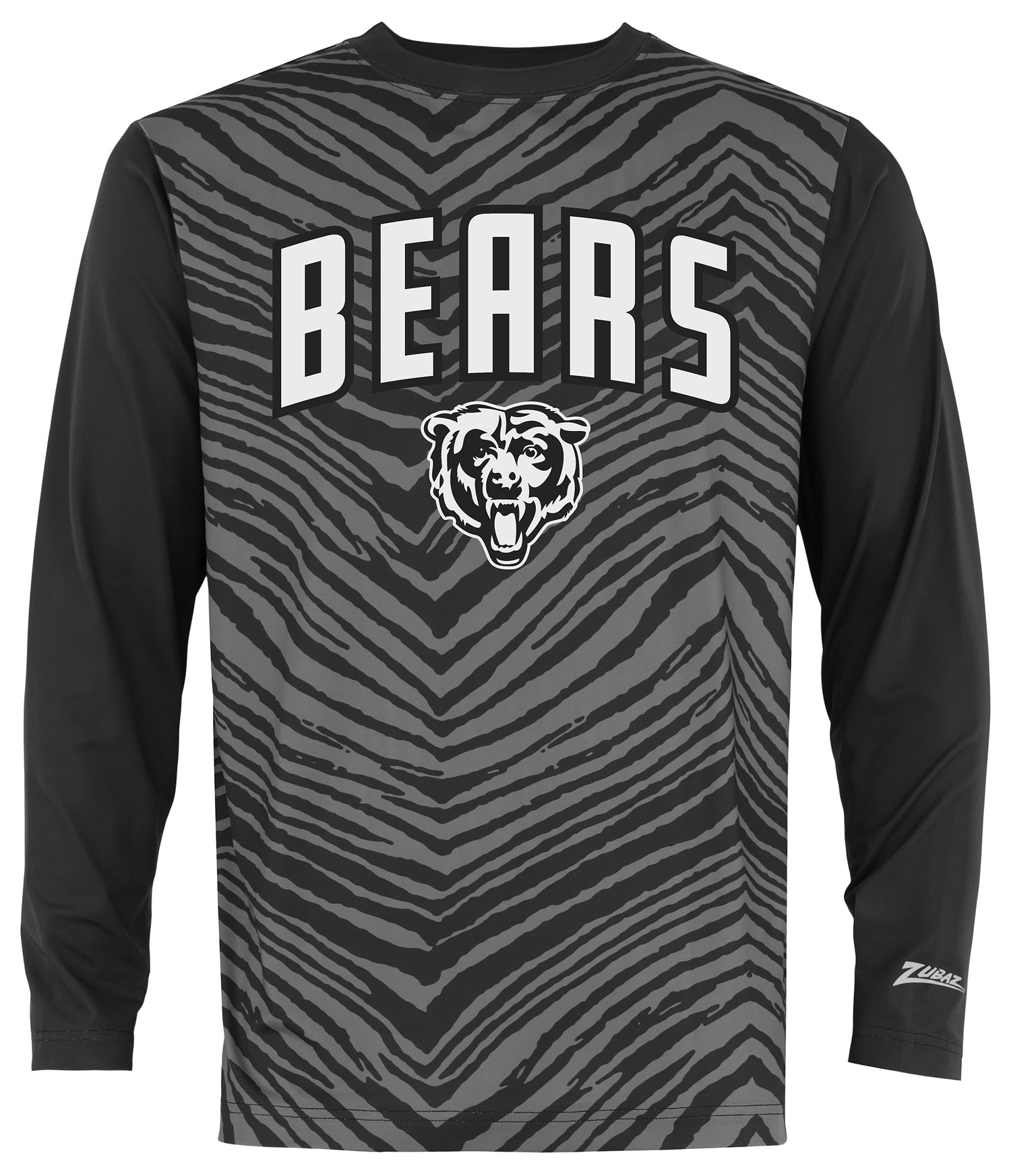 Zubaz NFL Men's Zebra Fade Black Tonal Long Sleeve T-Shirt, Chicago Bears - Official NFL Bears Zubaz Apparel (1 of 2)