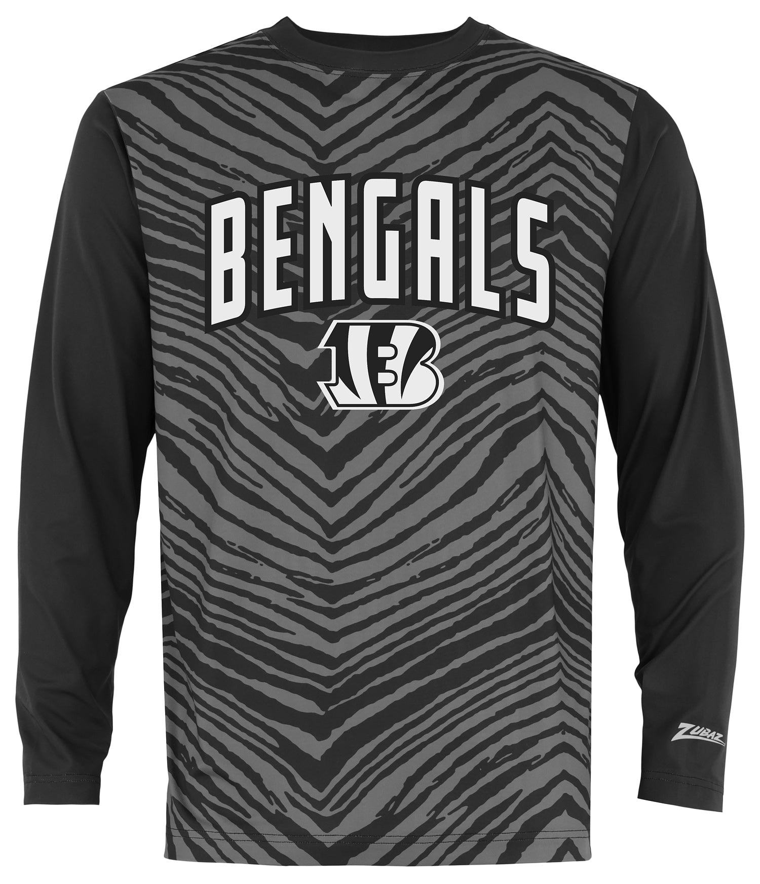 Zubaz NFL Men's Zebra Fade Black Tonal Long Sleeve T-Shirt, Cincinnati Bengals - Official NFL Bengals Zubaz Apparel (1 of 2)