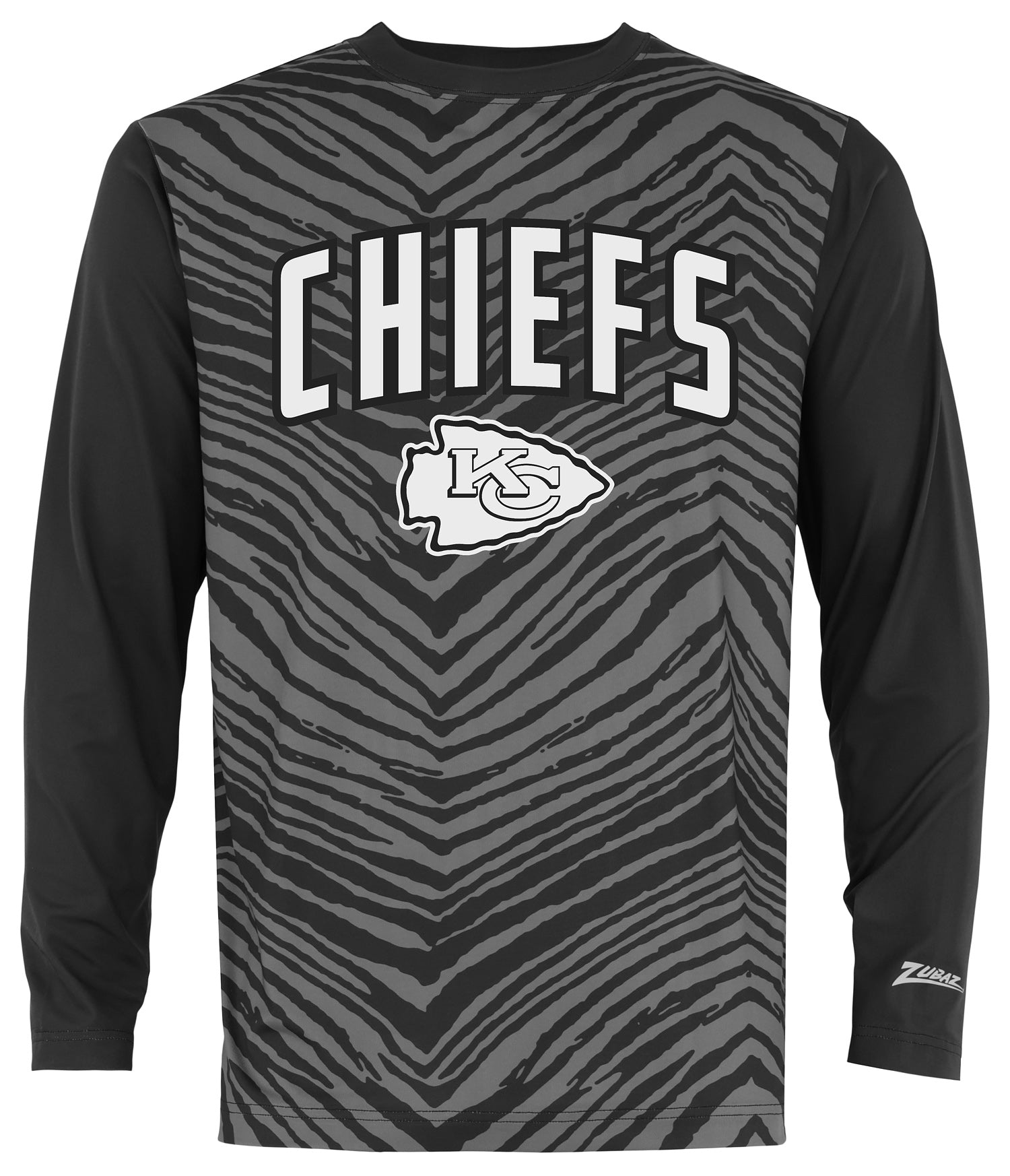 Zubaz NFL Men's Zebra Fade Black Tonal Long Sleeve T-Shirt, Kansas City Chiefs - Official NFL Chiefs Zubaz Apparel (1 of 2)