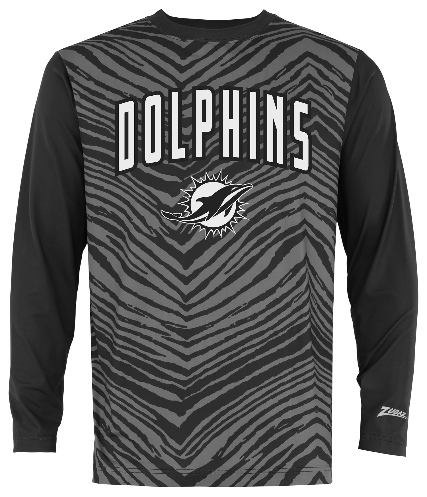 Zubaz NFL Men's Zebra Fade Black Tonal Long Sleeve T-Shirt, Miami Dolphins - Official NFL Dolphins Zubaz Apparel (1 of 2)