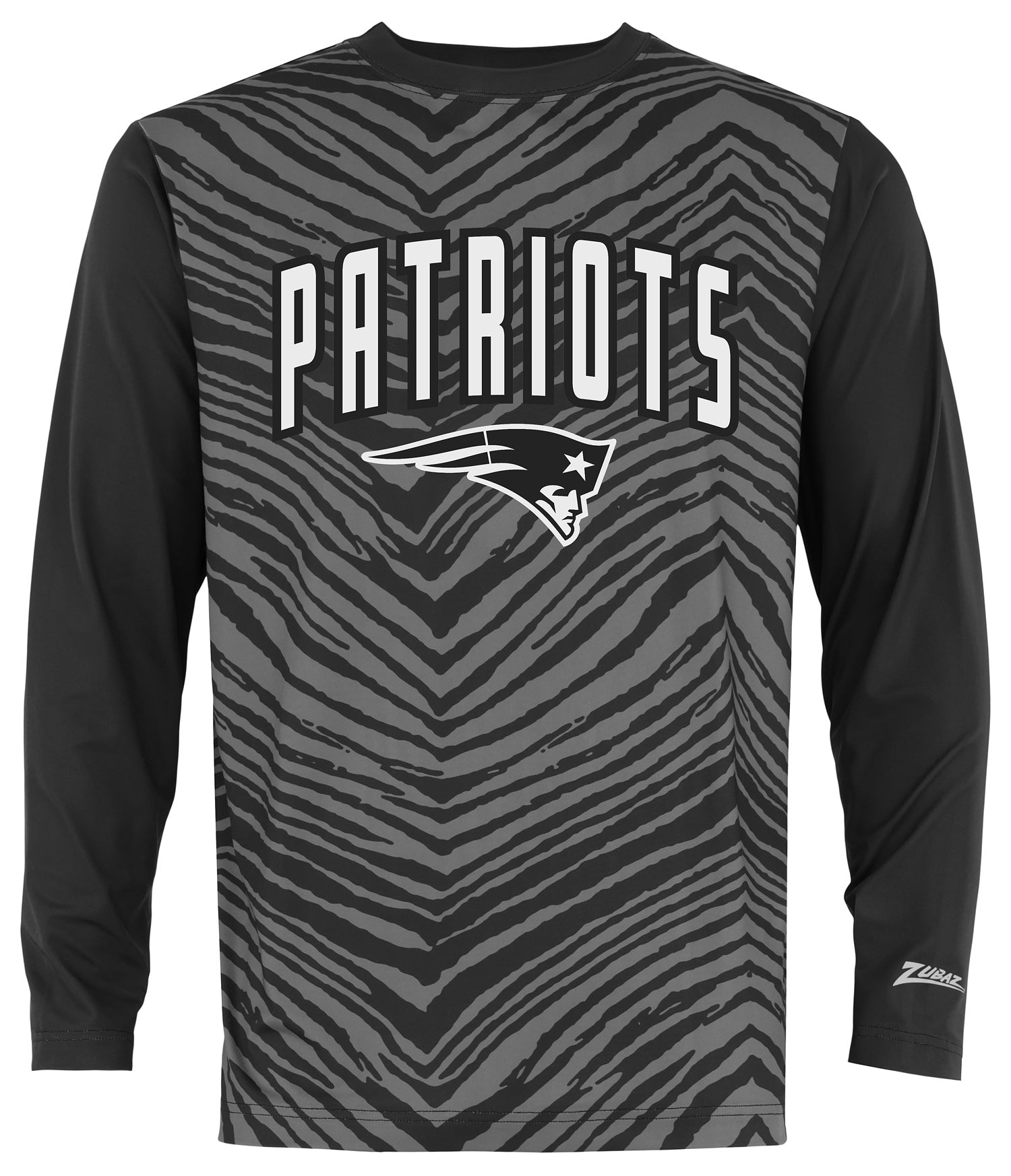 Zubaz NFL Men's Zebra Fade Black Tonal Long Sleeve T-Shirt, New England Patriots