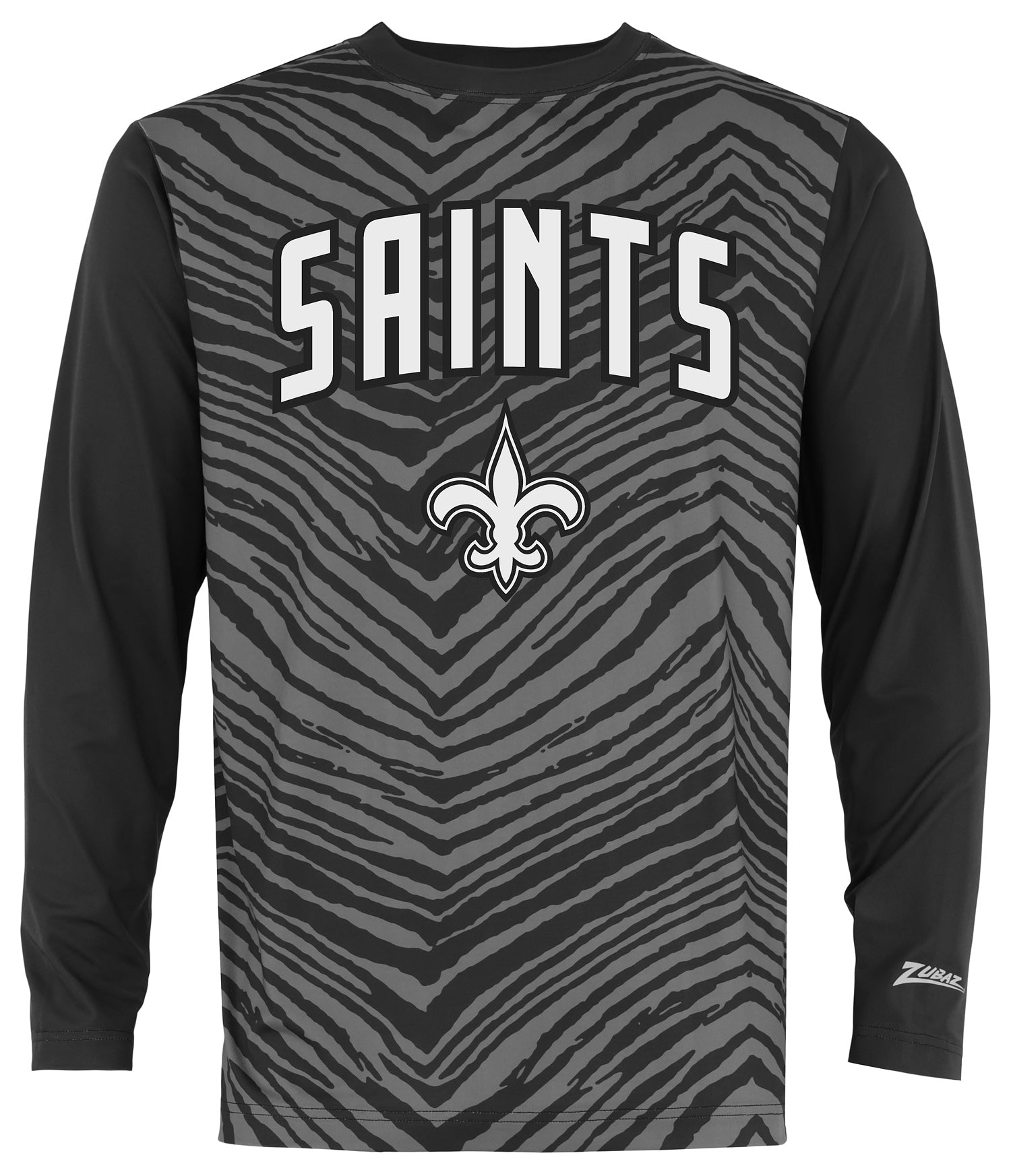 Zubaz NFL Men's Zebra Fade Black Tonal Long Sleeve T-Shirt, New Orleans Saints - Official NFL Saints Zubaz Apparel (1 of 2)