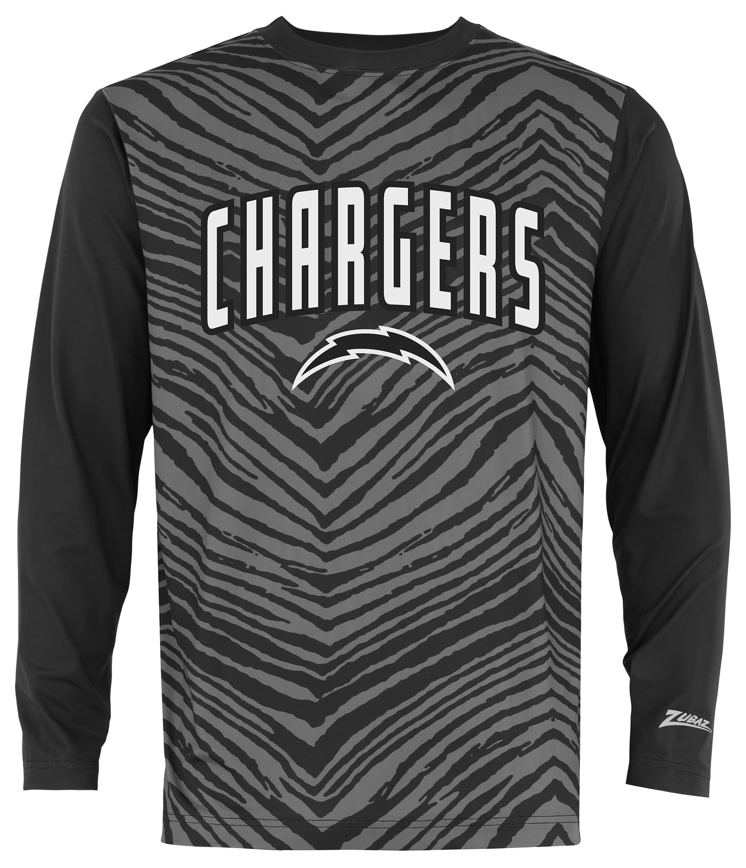Zubaz NFL Men's Zebra Fade Black Tonal Long Sleeve T-Shirt, Los Angeles Chargers