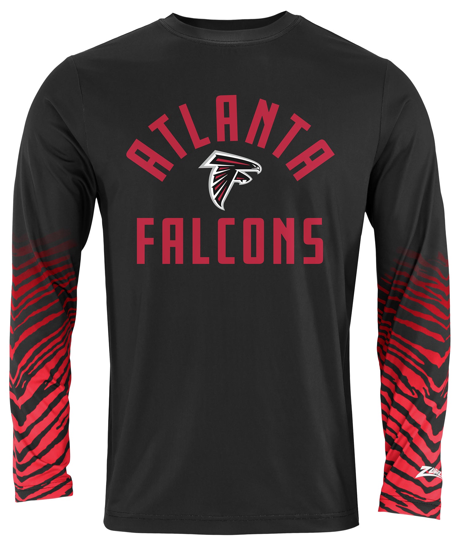 Zubaz NFL Men's Team Color Zebra Fade Sleeves Long Sleeve T-Shirt, Atlanta Falcons