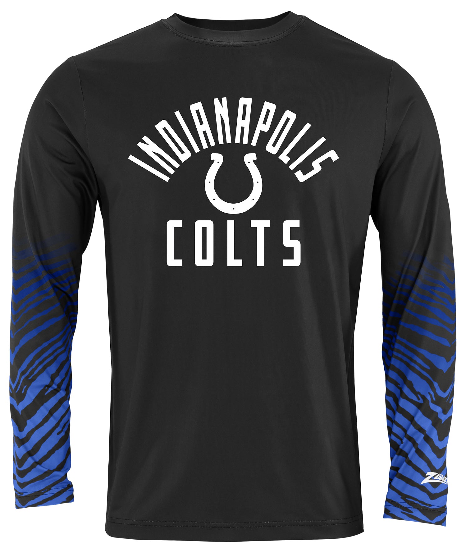 Zubaz NFL Men's Team Color Zebra Fade Sleeves Long Sleeve T-Shirt, Indianapolis Colts - Official NFL Colts Zubaz Apparel (1 o