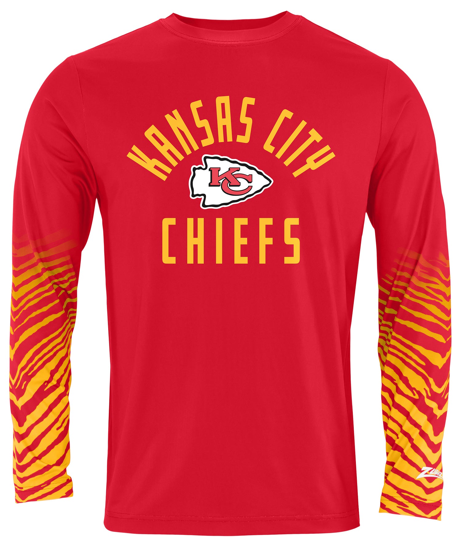 Zubaz NFL Men's Team Color Zebra Fade Sleeves Long Sleeve T-Shirt, Kansas City Chiefs - Official NFL Chiefs Zubaz Apparel (1