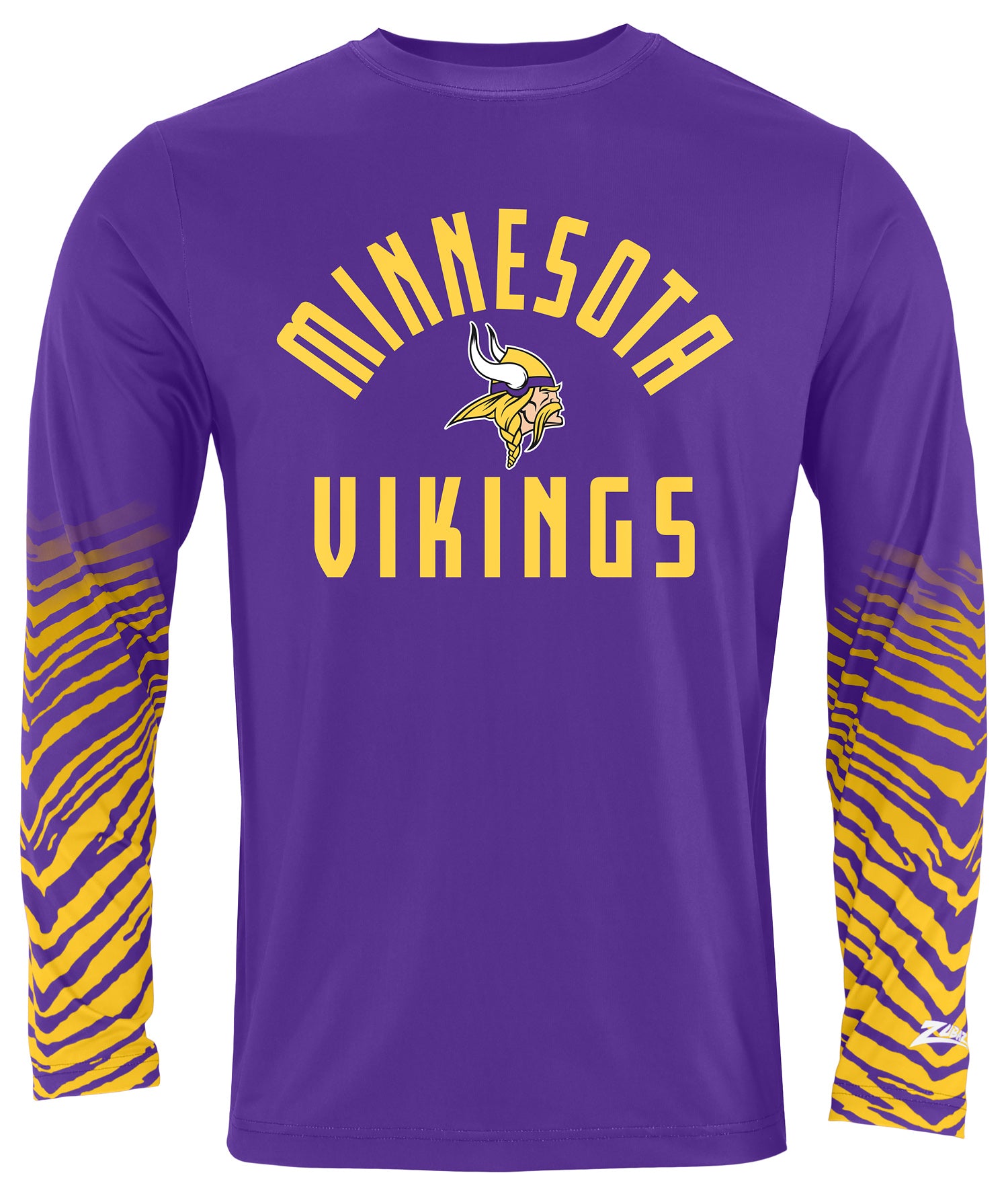 Zubaz NFL Men's Team Color Zebra Fade Sleeves Long Sleeve T-Shirt, Minnesota Vikings