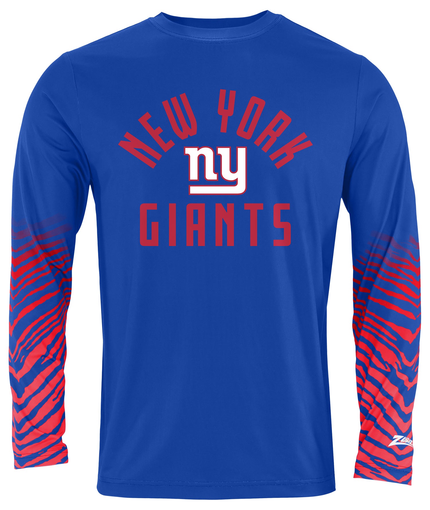 Zubaz NFL New York Giants Men's Team Color Zebra Fade Sleeves Long-Sle