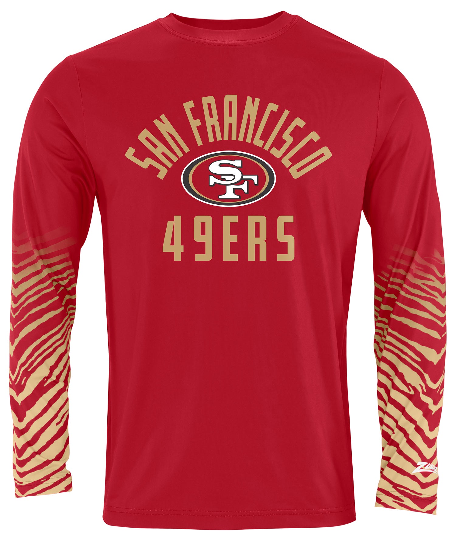 Zubaz NFL Men's Team Color Zebra Fade Sleeves Long Sleeve T-Shirt, San Francisco 49ers - Official NFL 49ers Zubaz Apparel (1