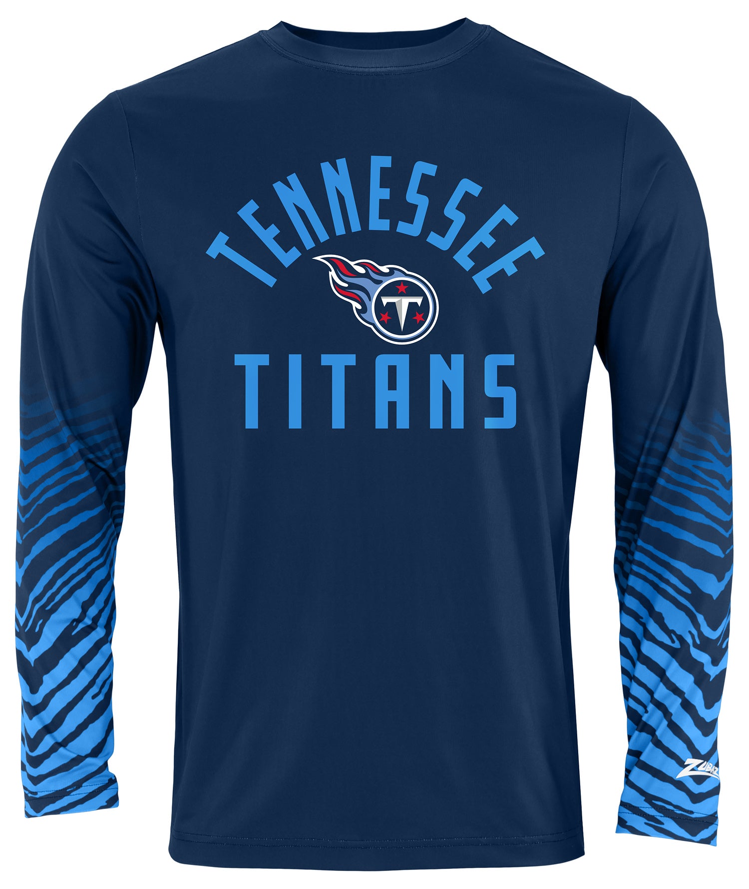 Zubaz NFL Men's Team Color Zebra Fade Sleeves Long Sleeve T-Shirt, Tennessee Titans - Official NFL Titans Zubaz Apparel (1 of
