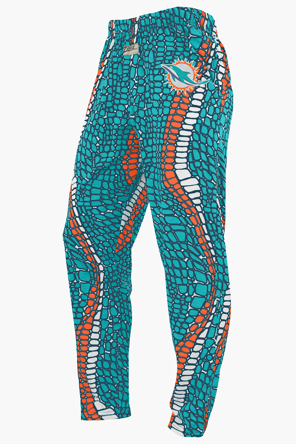 Zubaz NFL Adult Unisex Z88 Embroidered Gator 3 Color Pants, Miami Dolp