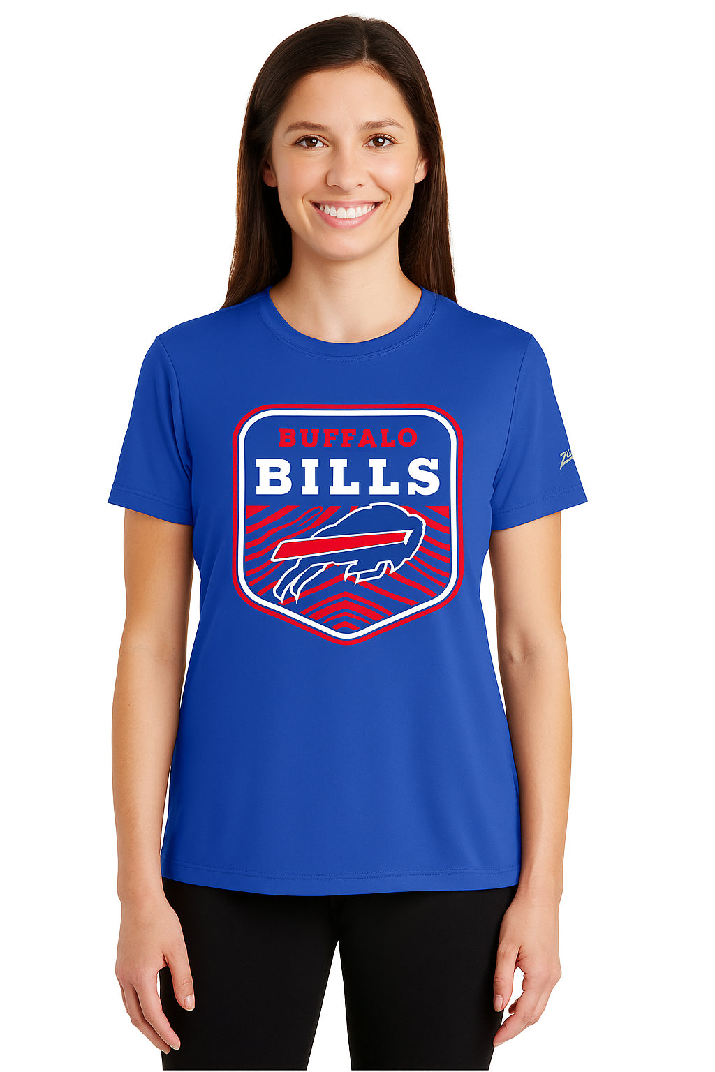 Zubaz NFL Women's Kicker Team Color Short Sleeve T-Shirt, Buffalo Bills
