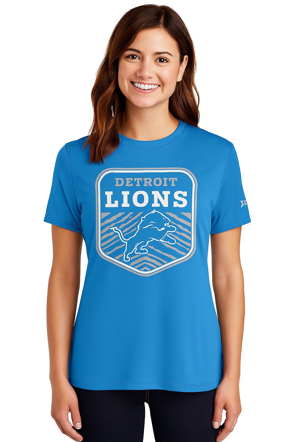 Zubaz NFL Women's Kicker Team Color Short Sleeve T-Shirt, Detroit Lions