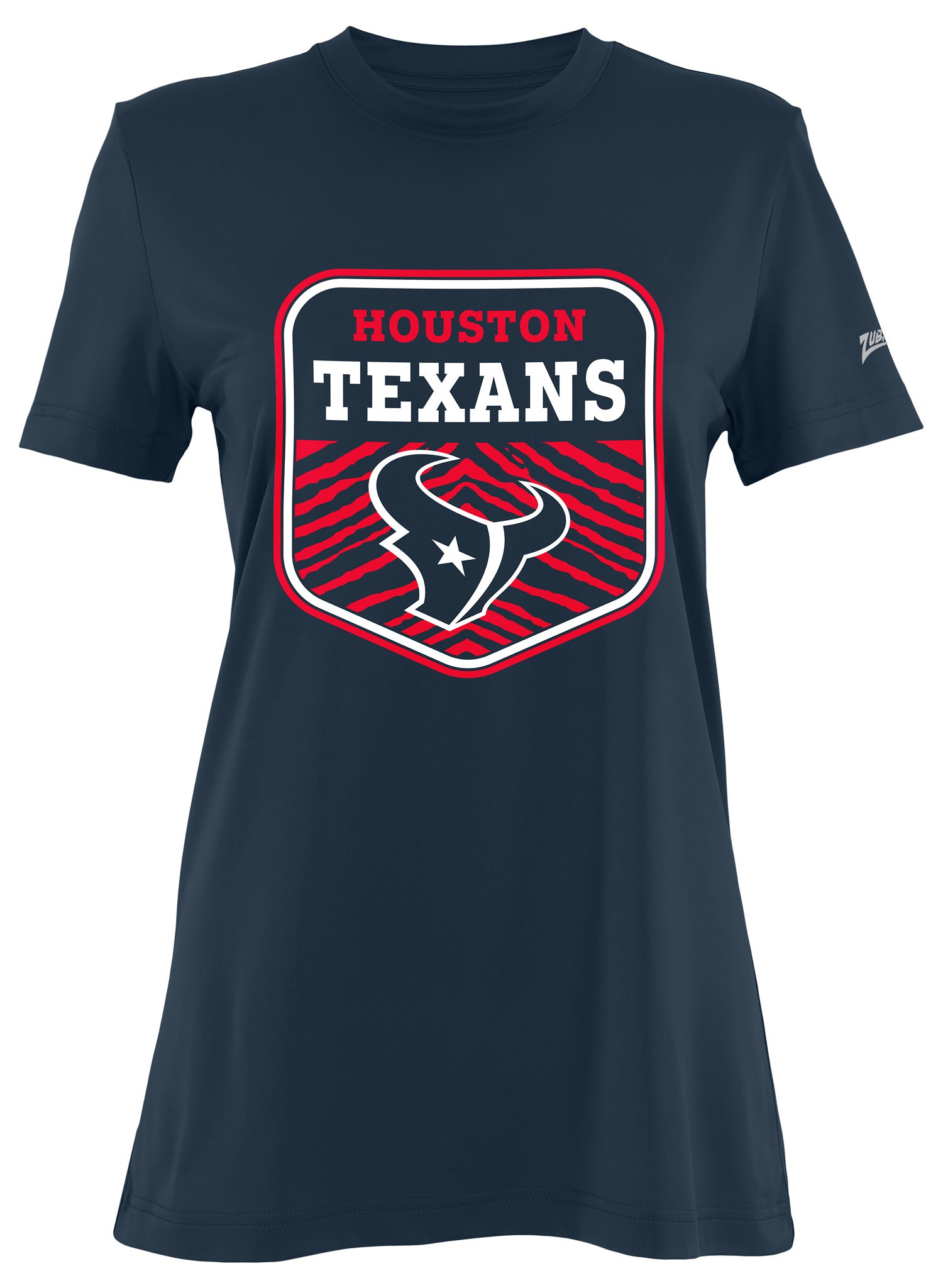 Zubaz NFL Women's Kicker Team Color Short Sleeve T-Shirt, Houston Texans