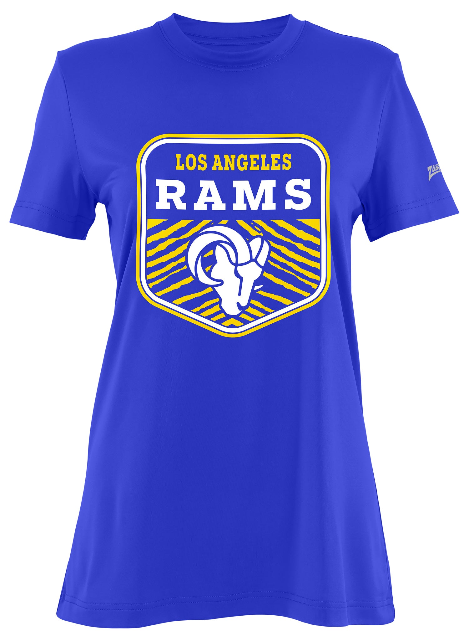 Zubaz NFL Women's Kicker Team Color Short Sleeve T-Shirt, Los Angeles Rams
