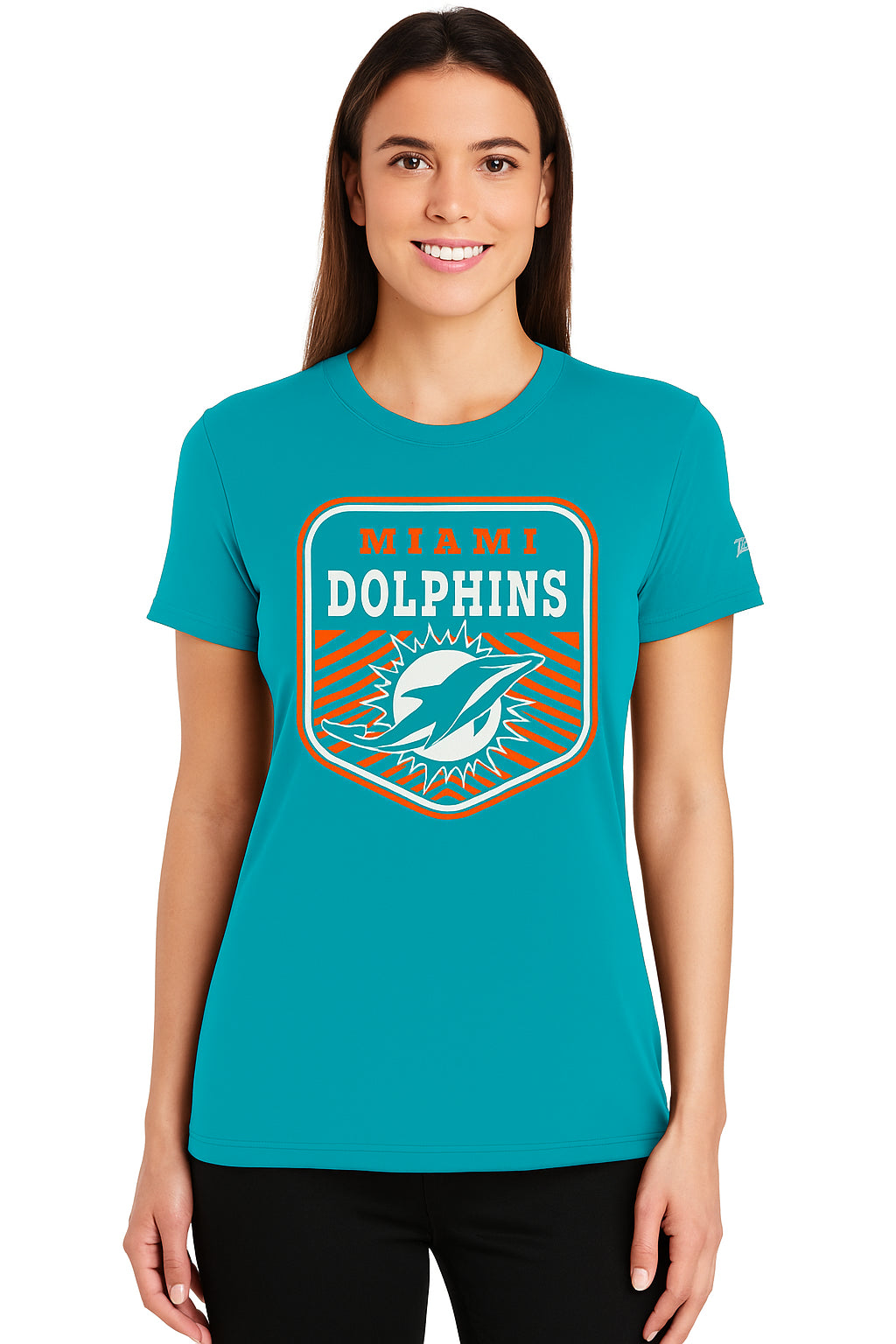 Zubaz NFL Women's Kicker Team Color Short Sleeve T-Shirt, Miami Dolphins - Official NFL Dolphins Zubaz Apparel (18 of 48)