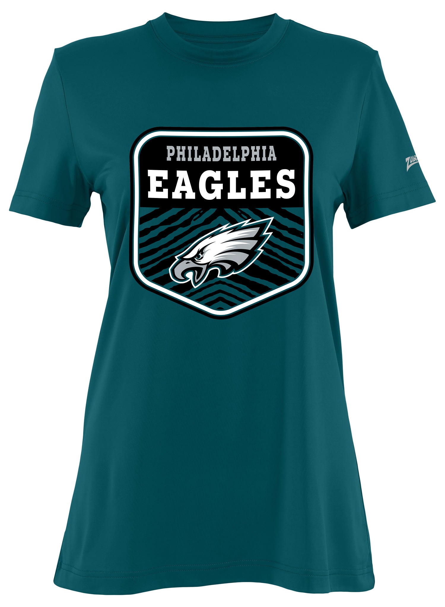 Zubaz NFL Women's Kicker Team Color Short Sleeve T-Shirt, Philadelphia Eagles