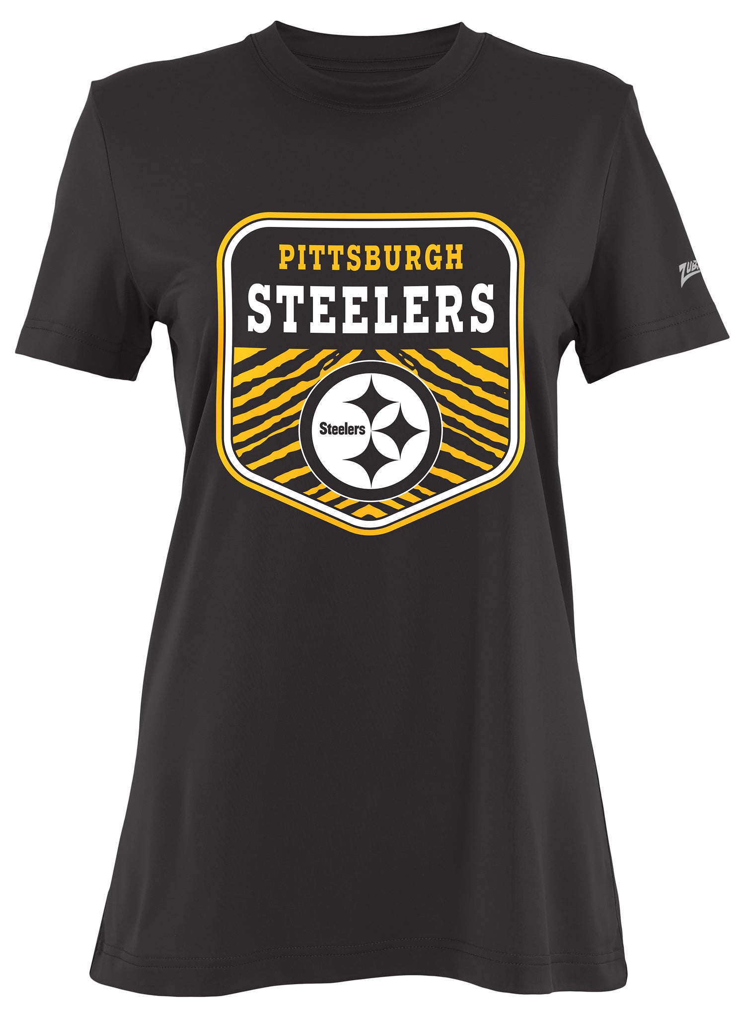 Zubaz NFL Women's Kicker Team Color Short Sleeve T-Shirt, Pittsburgh Steelers