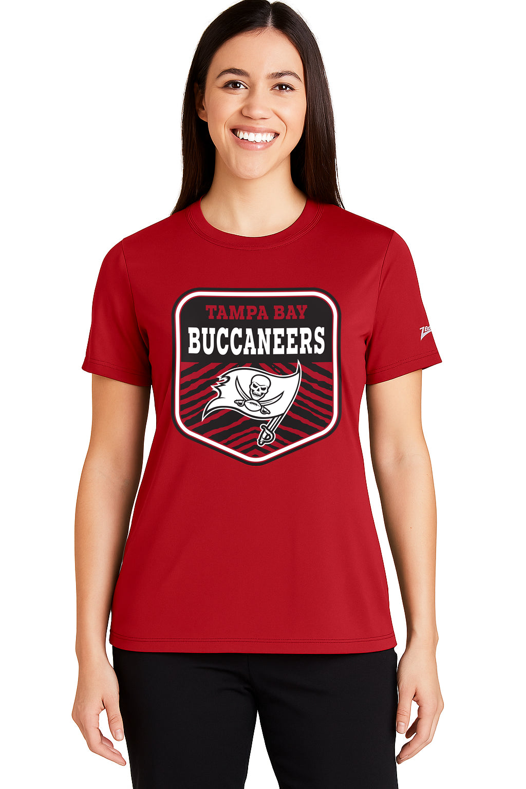 Zubaz NFL Women's Kicker Team Color Short Sleeve T-Shirt, Tampa Bay Buccaneers - Official NFL Licensed Zubaz Apparel (30 of 4