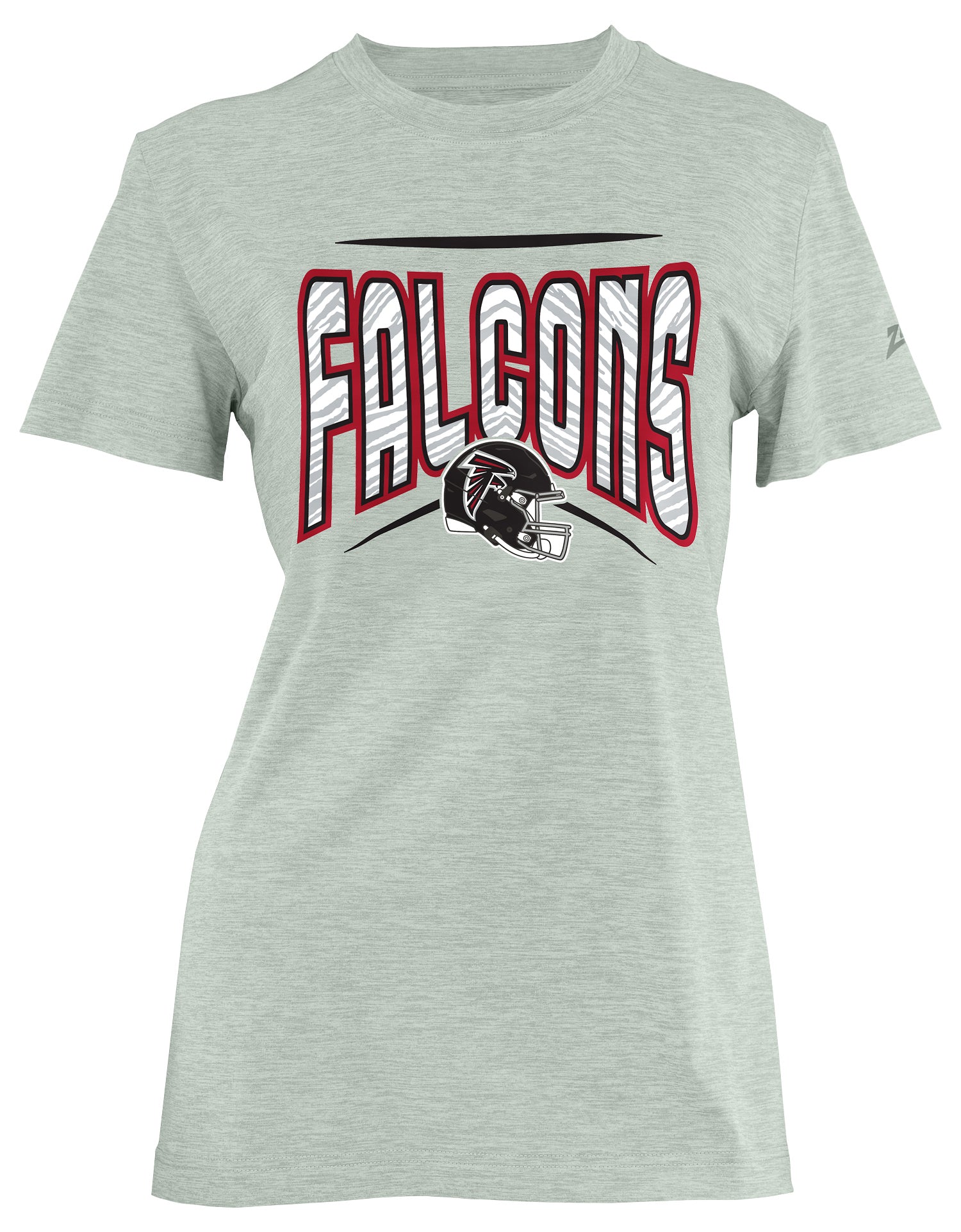 Zubaz NFL Women's Quarterback Heather Gray Color Short Sleeve T-Shirt, Atlanta Falcons