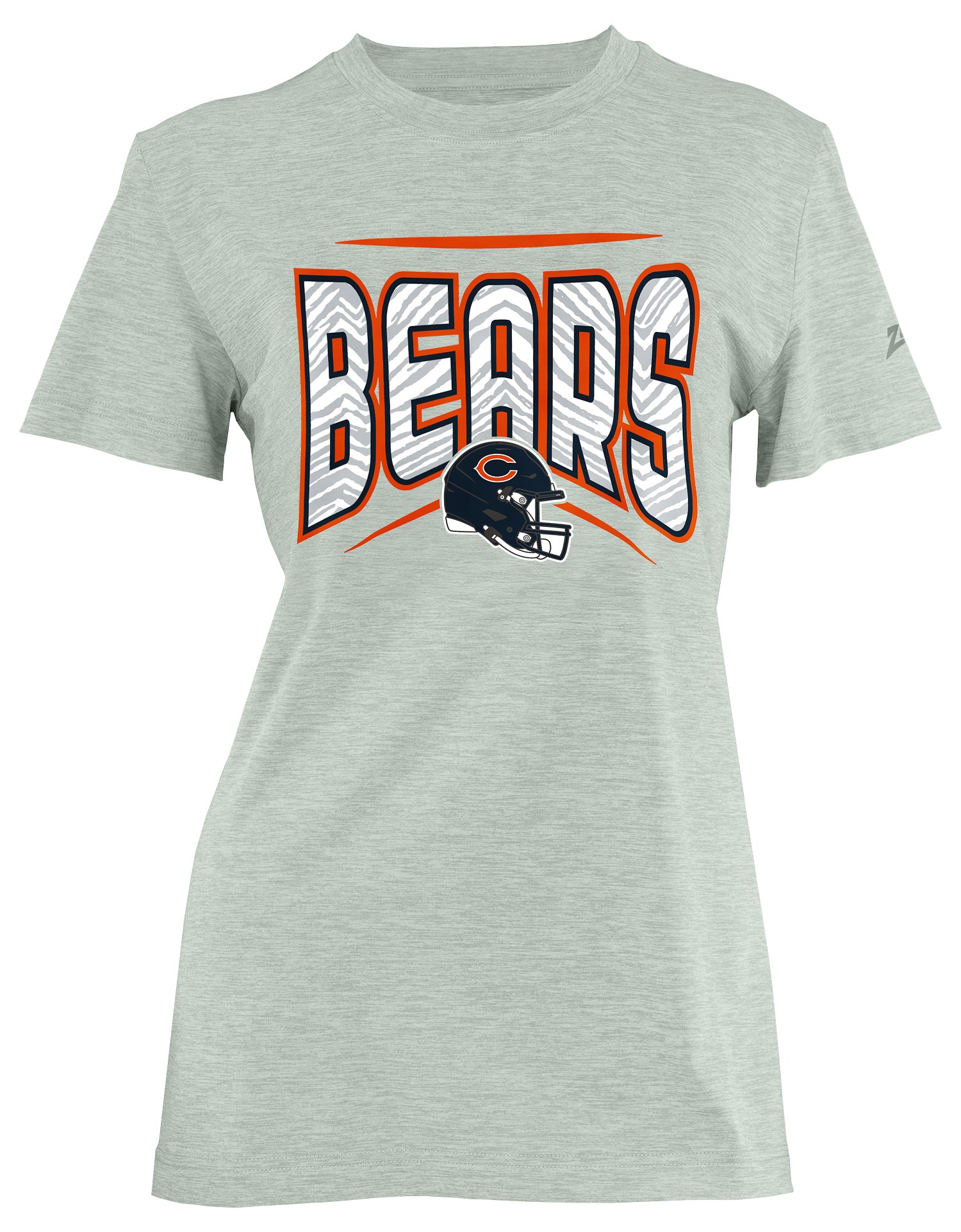 Zubaz NFL Women's Quarterback Heather Gray Color Short Sleeve T-Shirt, Chicago Bears - Official NFL Bears Zubaz Apparel (37 o