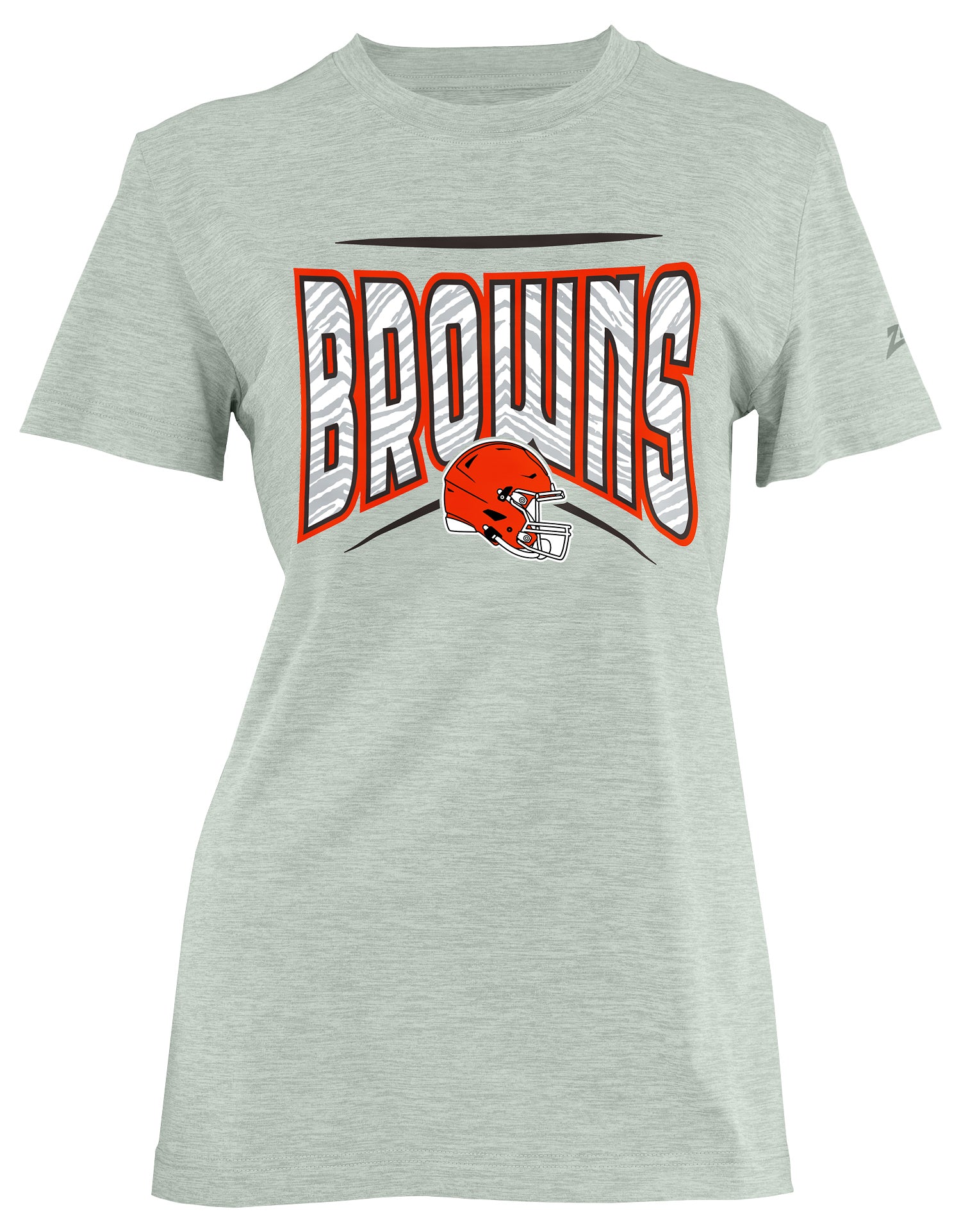 Zubaz NFL Women's Quarterback Heather Gray Color Short Sleeve T-Shirt, Cleveland Browns - Official NFL Browns Zubaz Apparel (