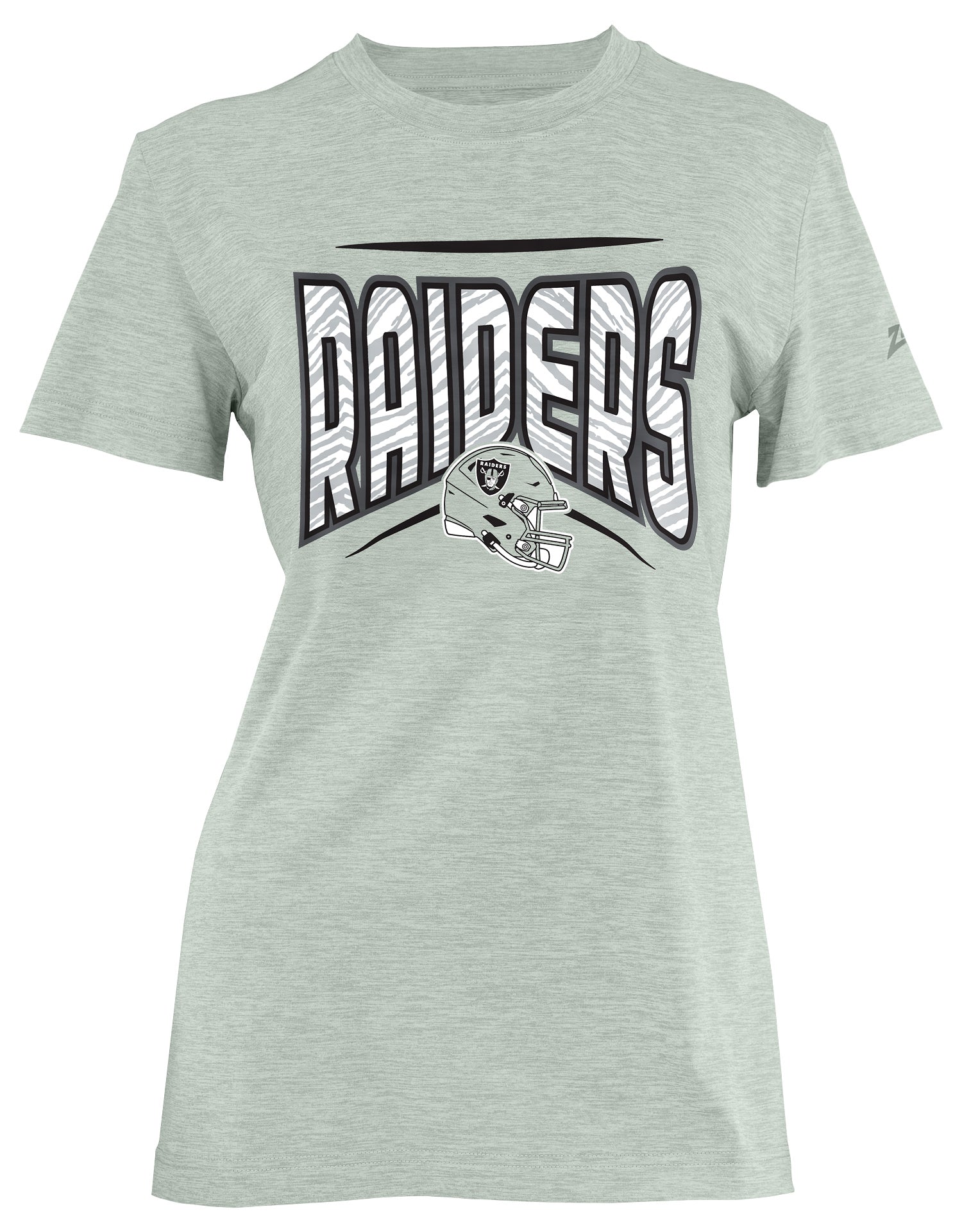 Zubaz NFL Women's Quarterback Heather Gray Color Short Sleeve T-Shirt, Las Vegas Raiders - Official NFL Raiders Zubaz Apparel