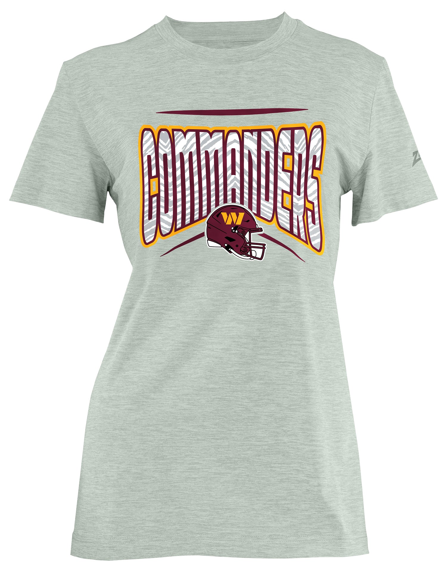 Zubaz NFL Women's Quarterback Heather Gray Color Short Sleeve T-Shirt, Washington Commanders