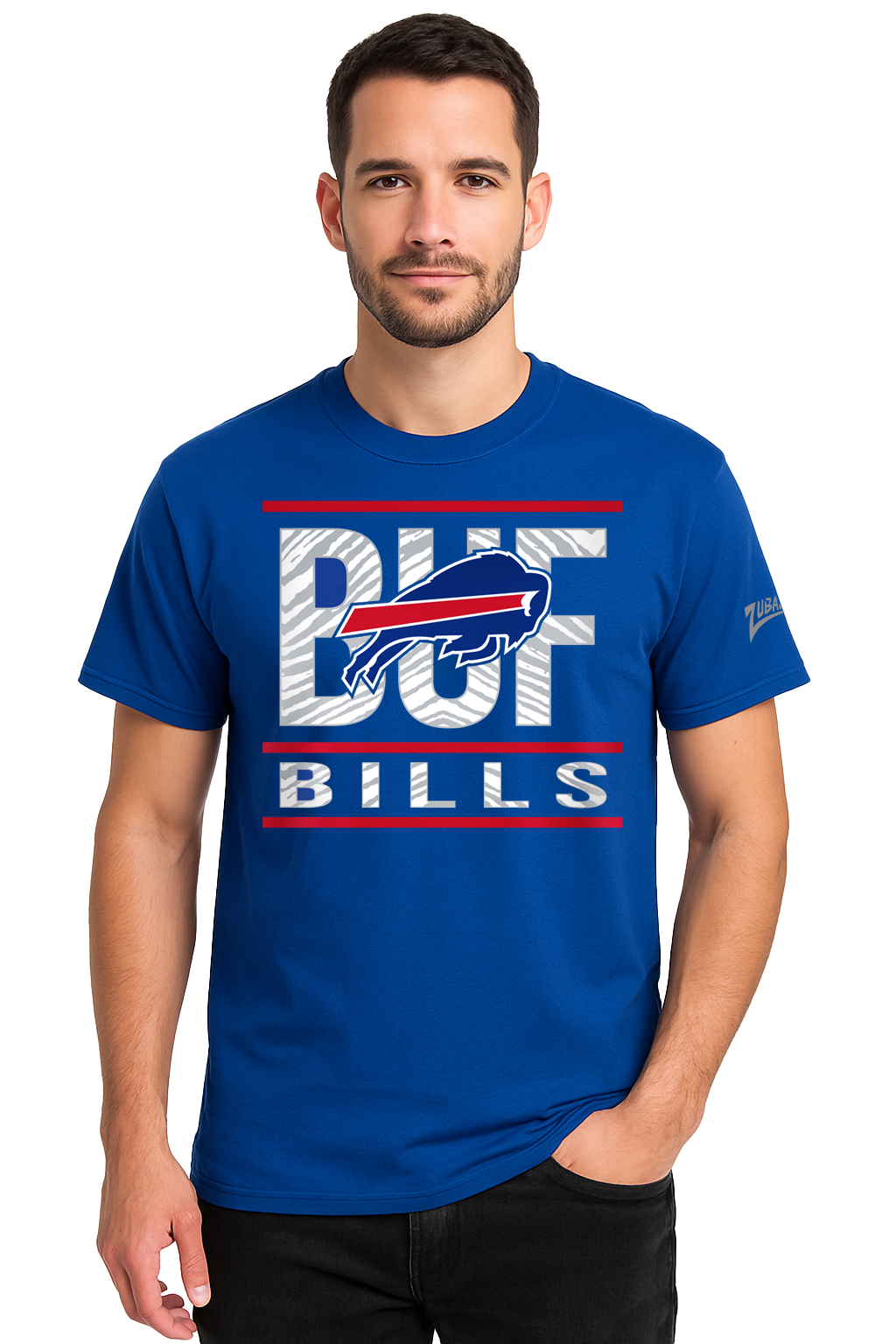 Zubaz NFL Men's Goal Line Team Color Short Sleeve T-Shirt, Buffalo Bills - Official NFL Bills Zubaz Apparel (30 of 45)