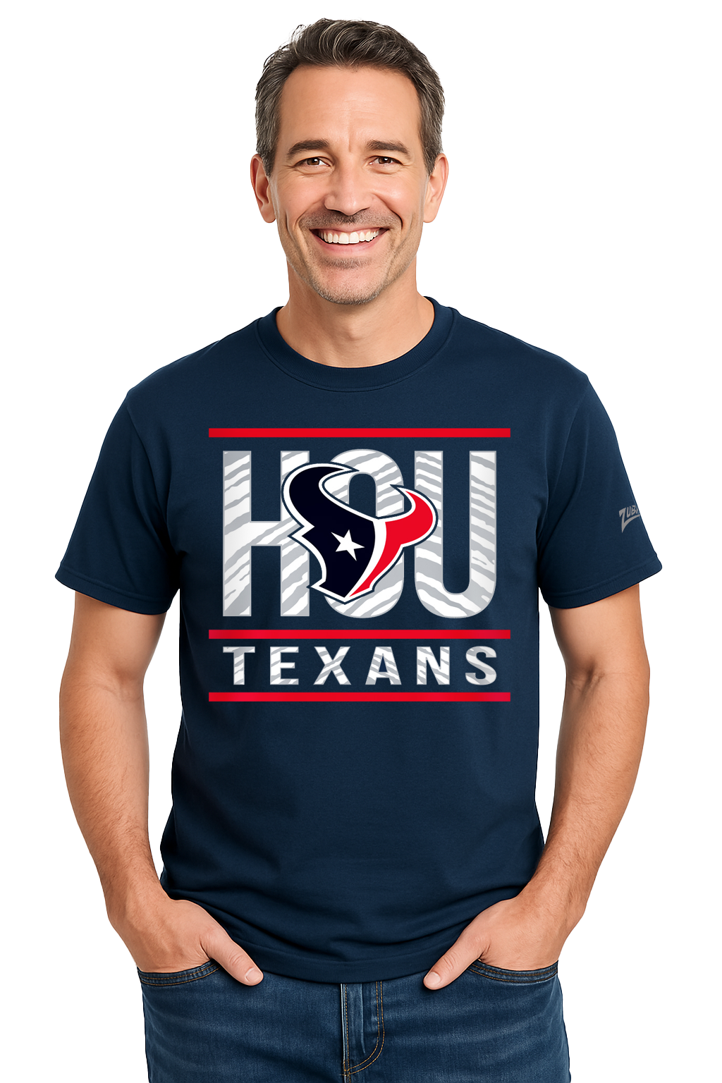 Zubaz NFL Men's Goal Line Team Color Short Sleeve T-Shirt, Houston Texans