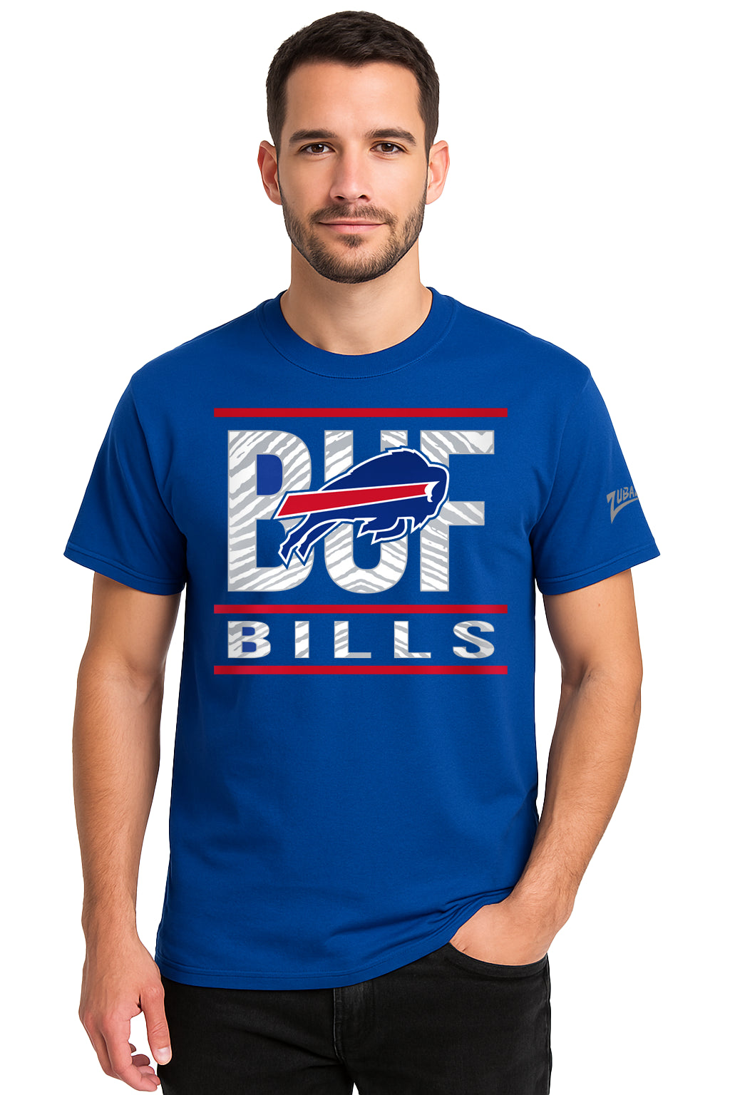 Zubaz NFL Men's Goal Line Team Color Short Sleeve T-Shirt, Buffalo Bills - Official NFL Bills Zubaz Apparel (45 of 45)